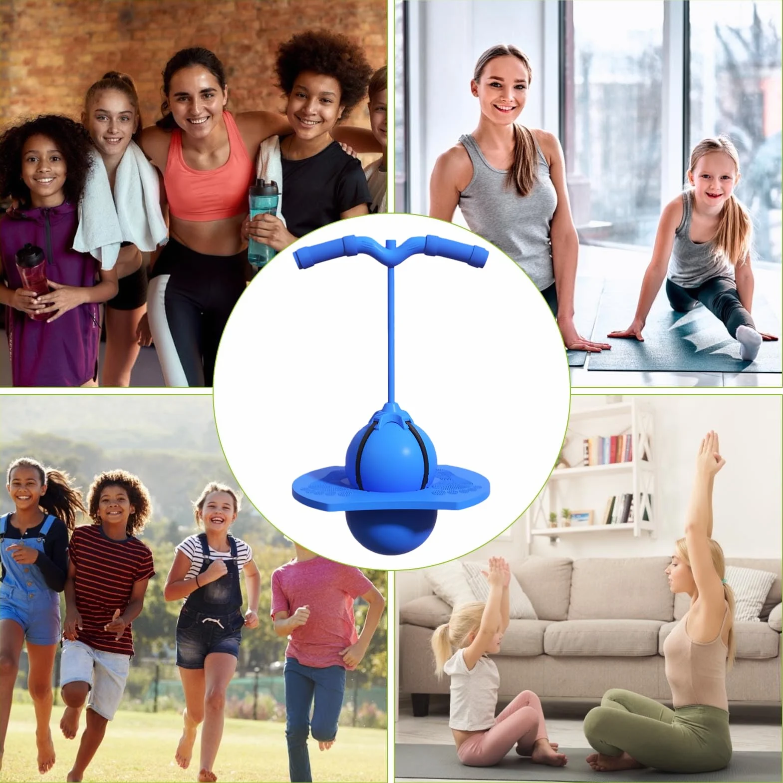 Ballon Sauteur Pogos Stick Avec Poignée, Développe L'équilibre, Idéal pour Enfants, Adultes, Garçons, Filles, Maison, Extérieur et Intérieur