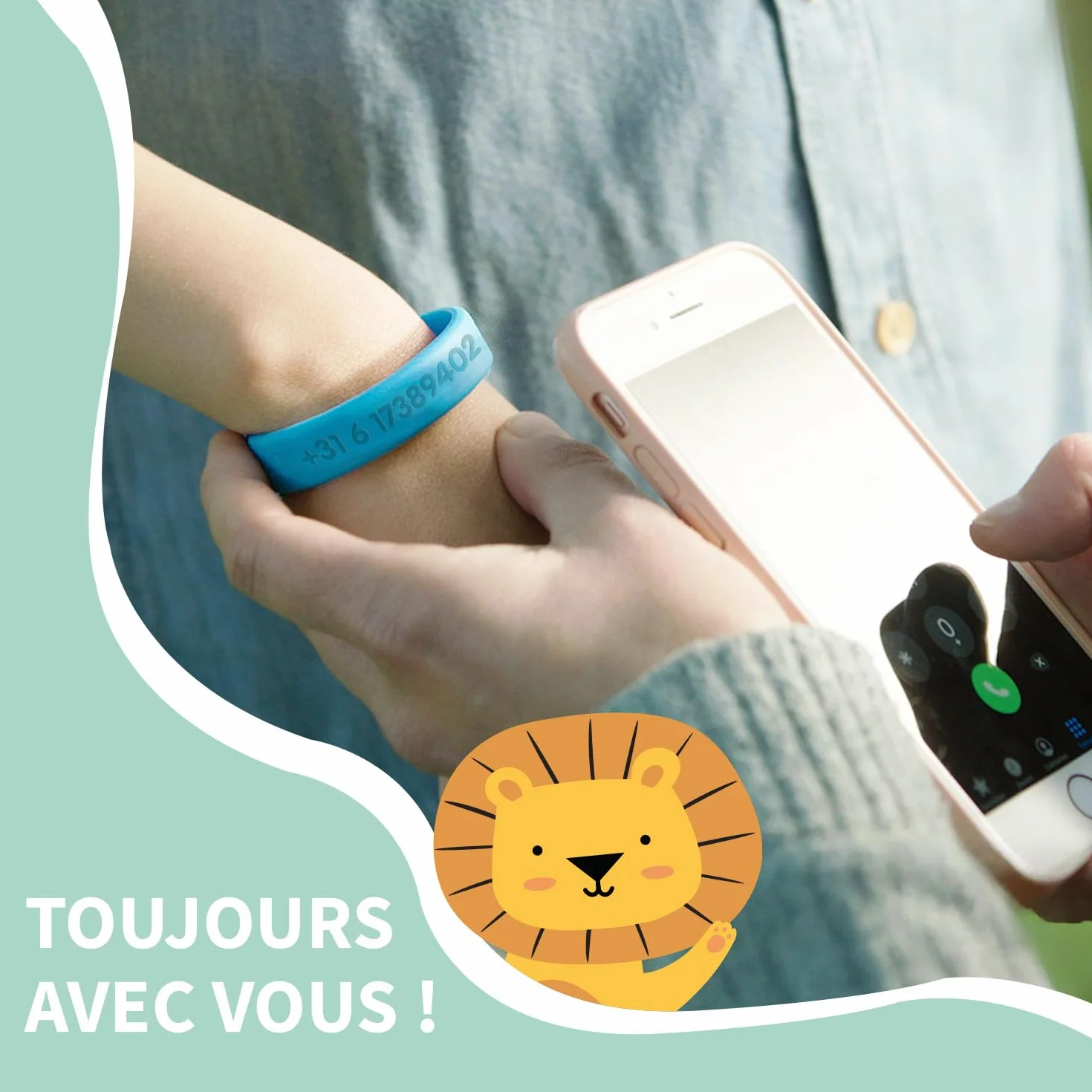 Bracelets d'Identification SOS Personnalisables pour Enfant avec Numéro de Téléphone - Lot de 2
