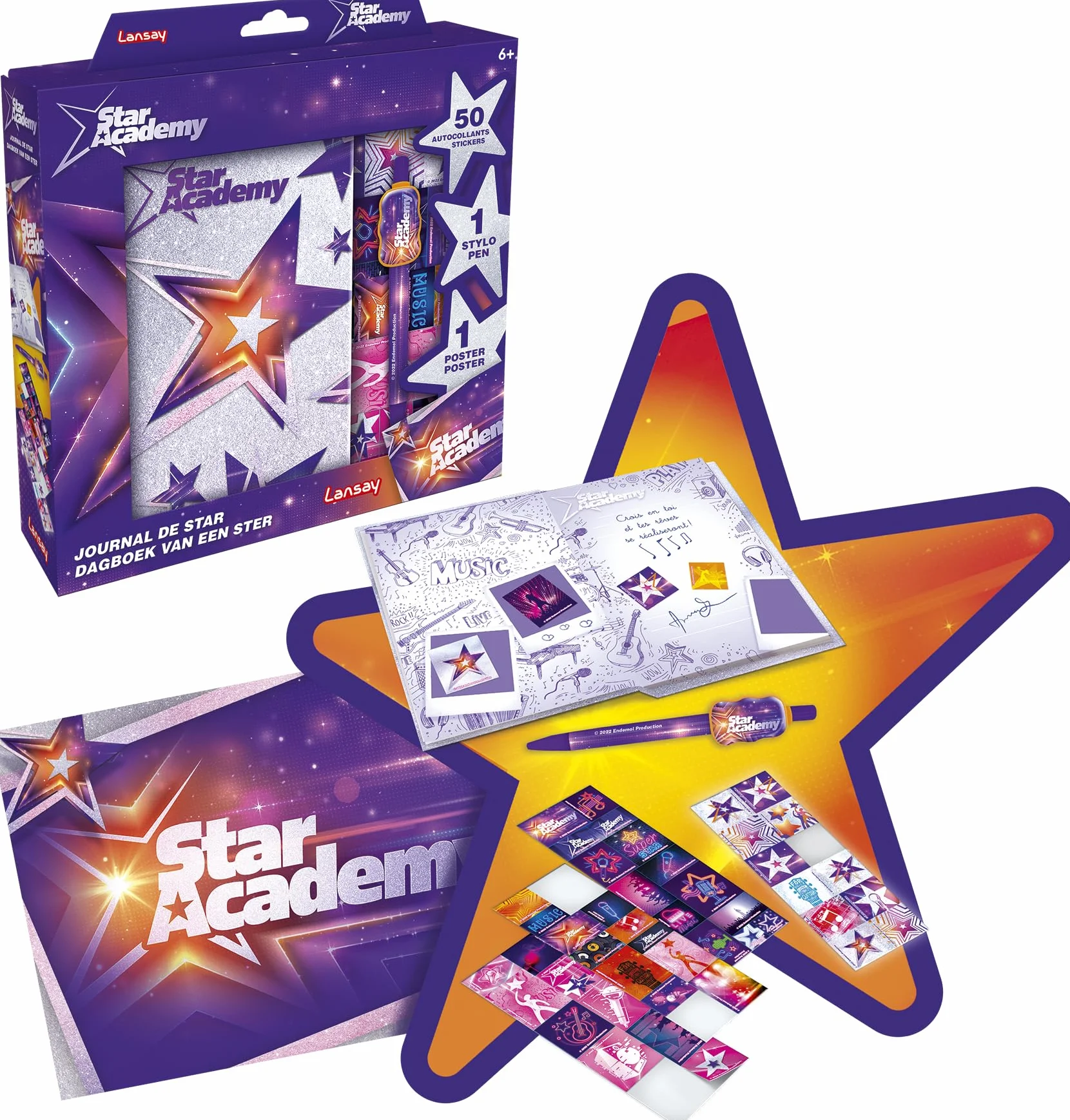 Lansay Star Academy Journal de Star Carnet Secret Enfants 120 Pages 50 Autocollants 1 Poster Stylo Inclus