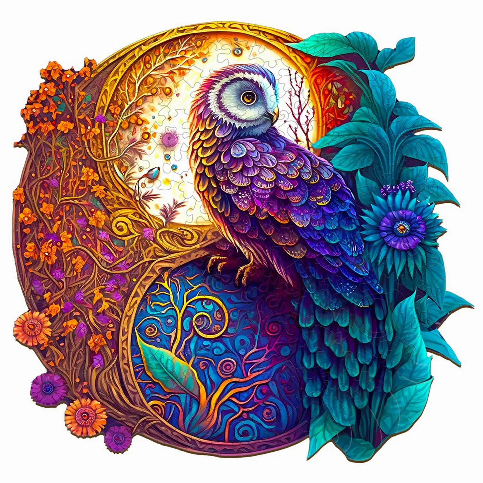 Puzzle Bois Adulte, Puzzle en Bois Animaux, Chouette Yin et Yang Puzzles en Bois Animal Unique pour Adulte, Wooden Puzzles 700pcs-XL-20 * 20in