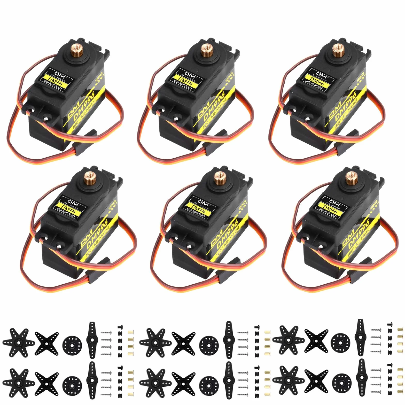 diymore Lot de 6 Servomoteurs Numériques 15KG Métal Couple Élevé