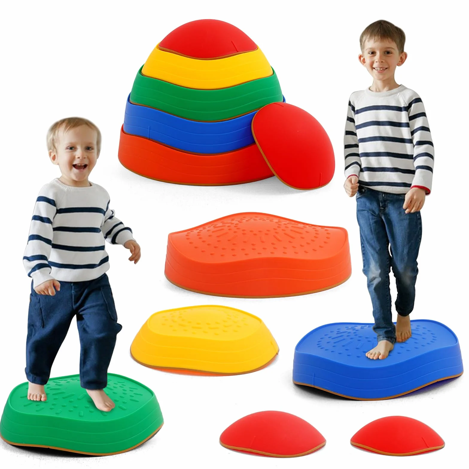 Pierre d'équilibre Enfant 6 Pierres Antidérapantes Parcours Motricité Dalle Sensorielle Intérieur Extérieur
