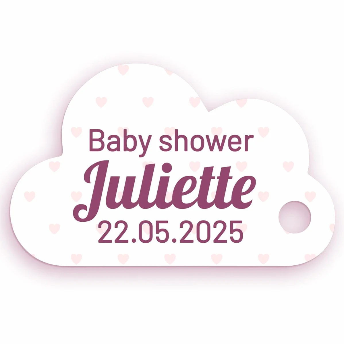 Étiquettes personnalisées nuage baptême communion babyshower 3,5cm Rose