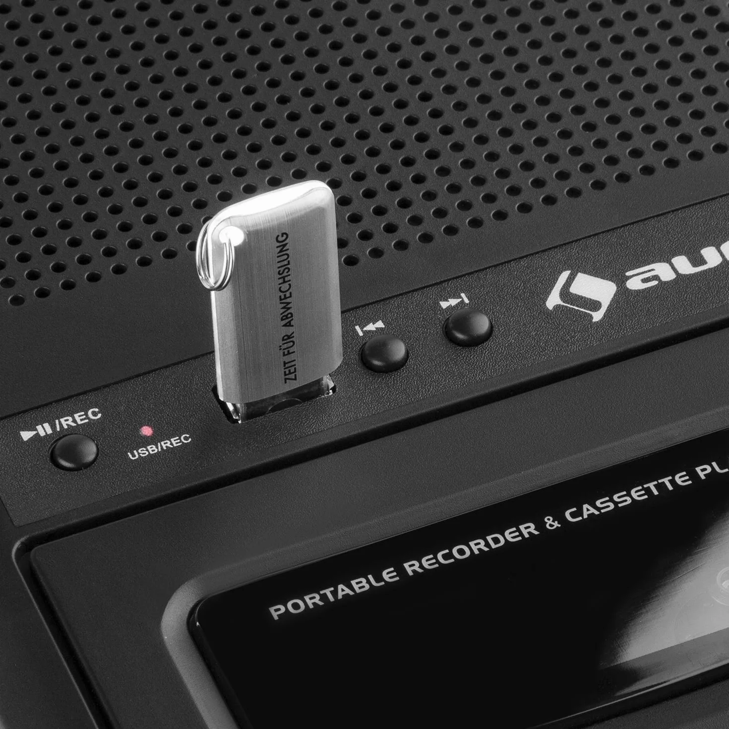AUNA RQ-132USB Enregistreur de Cassettes, Enceinte intégrée, Noir