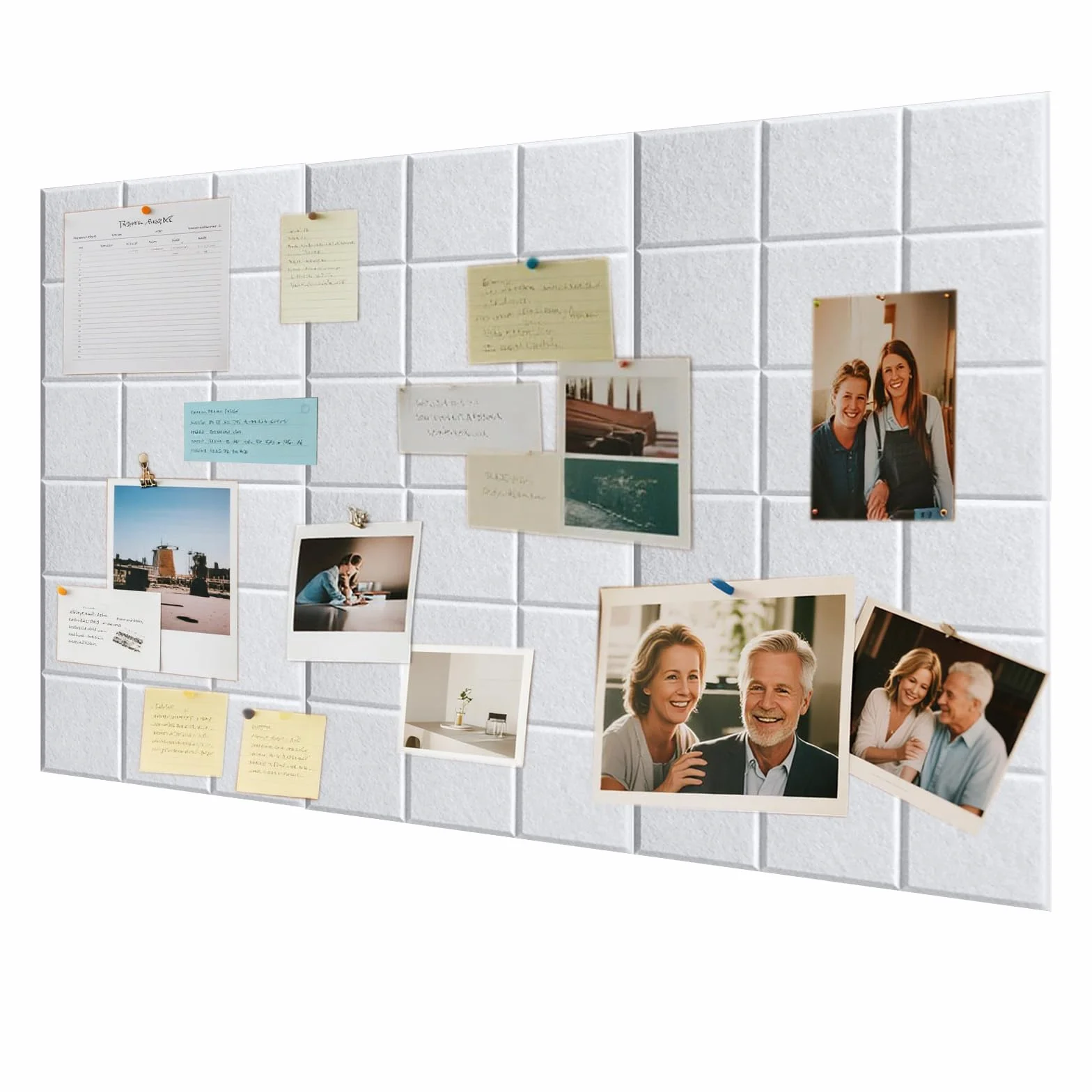 Tableau en feutre design 30 x 30 cm multicolore – Planche à photos sans trous (gris argent)