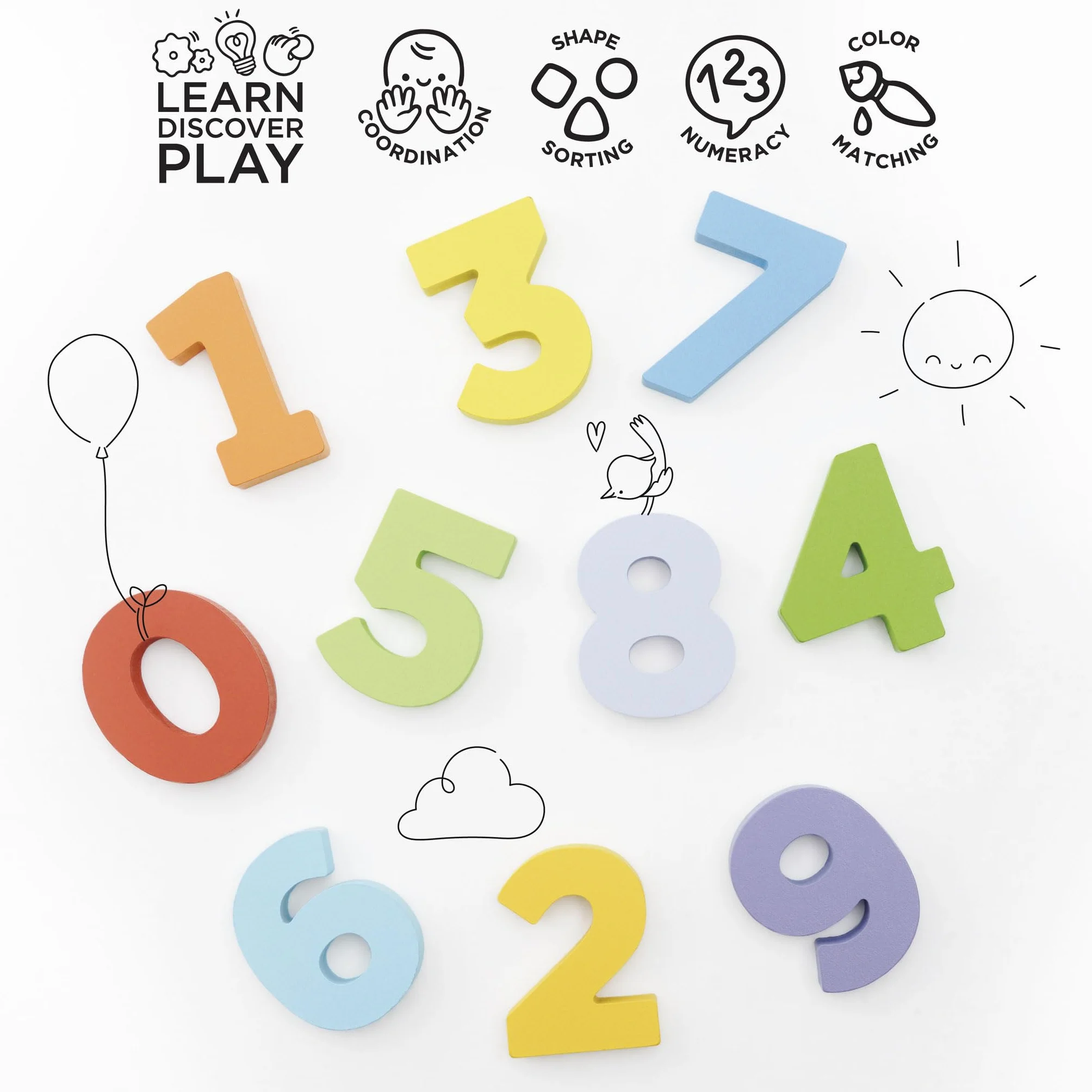 Le Toy Van Petilou Zahlen-Lernspiel aus Holz 123 3D-Zahlenrätsel Montessori 18 Monate FSC
