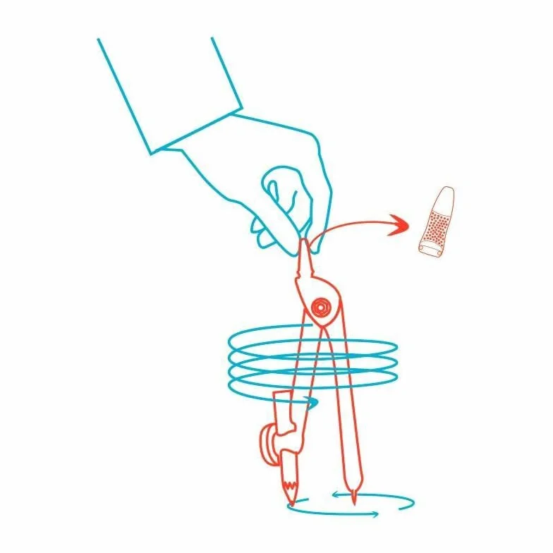 Compas métal pour enfants TWIST'n SAFE Bleu avec sécurité pointe
