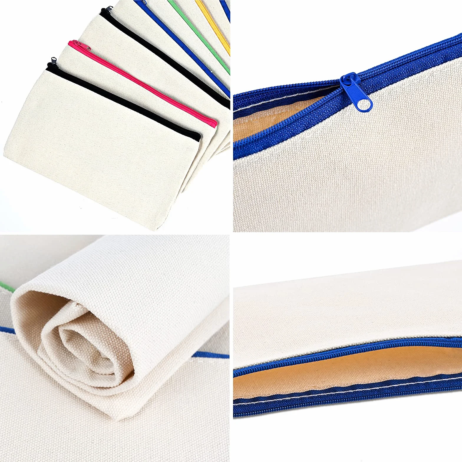 Cieex Trousse à Décorer 15 Pièces Pochette Tissu Zippée Personnalisable