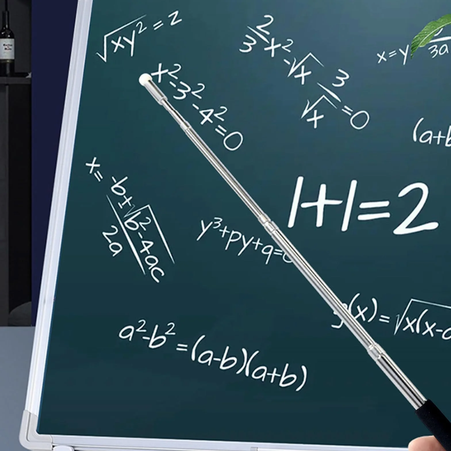 Pointeur Présentation Extensible en Inox 1m Bâton Télescopique Rétractable pour Enseignants Classe Noir