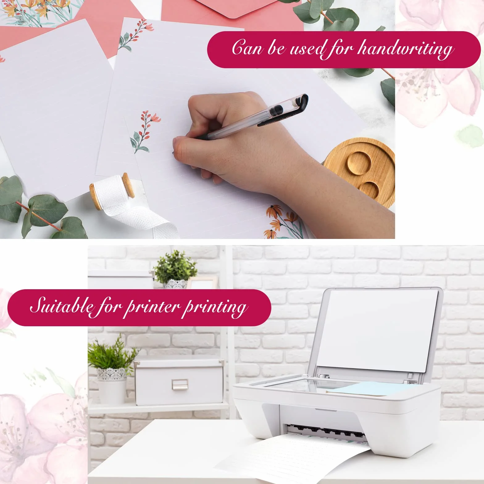 Papier à lettre et enveloppes Lot de 36 avec autocollants pour mariage