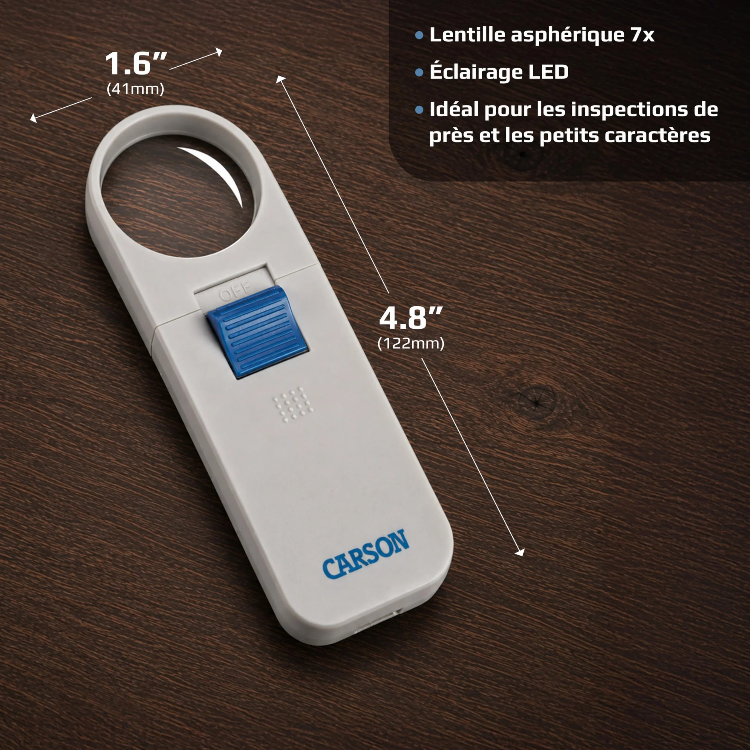 Carson Loupe éclairée à Main 7X LED 1,5" lentille asphérique SV-70