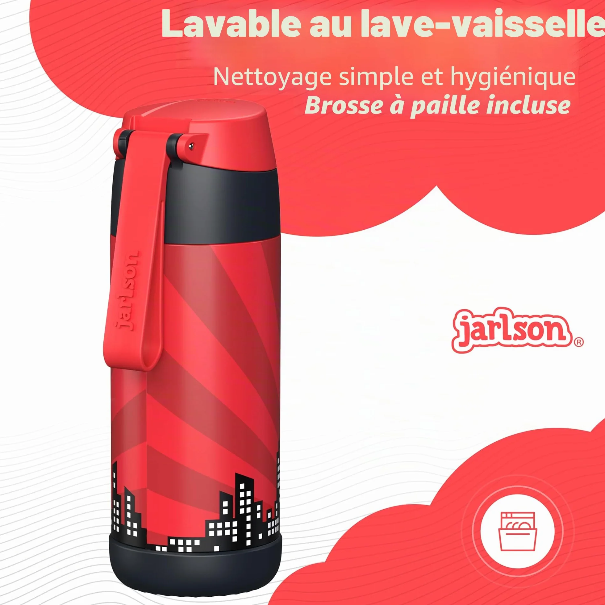 Jarlson Gourde Enfant 350ml Bouteille Isotherme Anti Fuite Inox Sans BPA