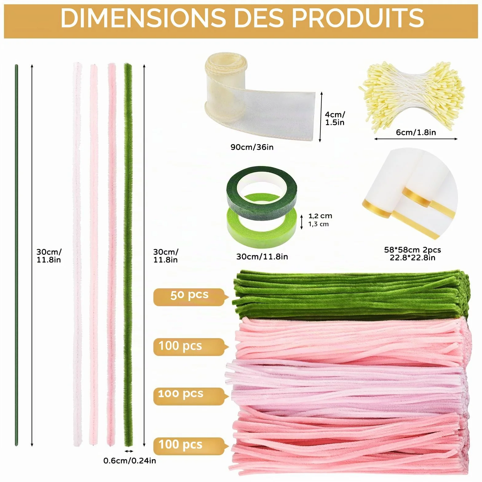 Kit de Fleurs DIY 350Pcs – Fil Chenille Pastel pour Enfants – Cure-Pipe Fleur avec Tige Verte – Loisir Créatif Bouquet de Roses