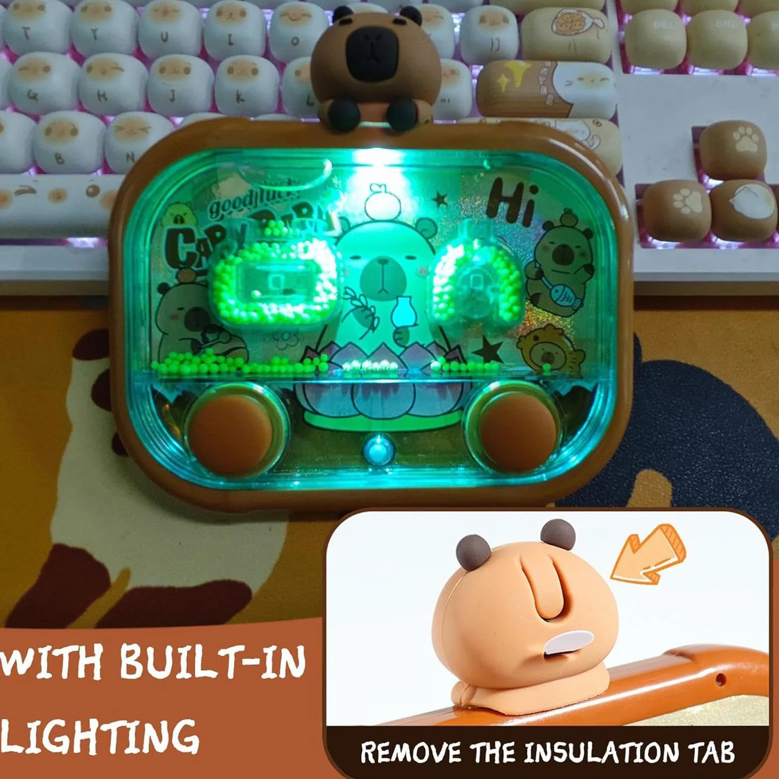 Jeu d'eau Toss Jouet de Lancer de Perles à Deux Boutons avec Lumière LED Fidget
