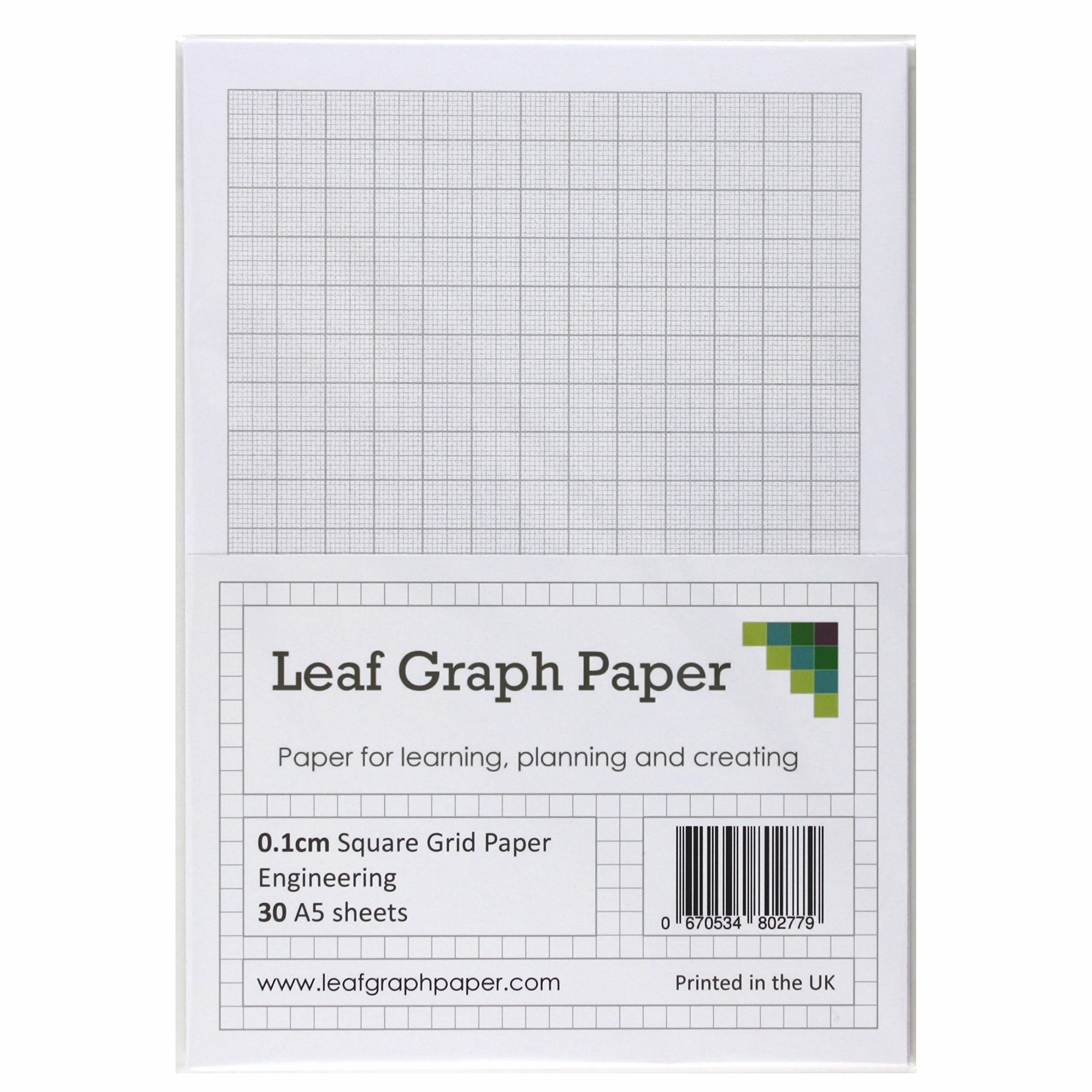 Papier millimétré A5 1 mm 0.1 cm grille gris 30 feuilles
