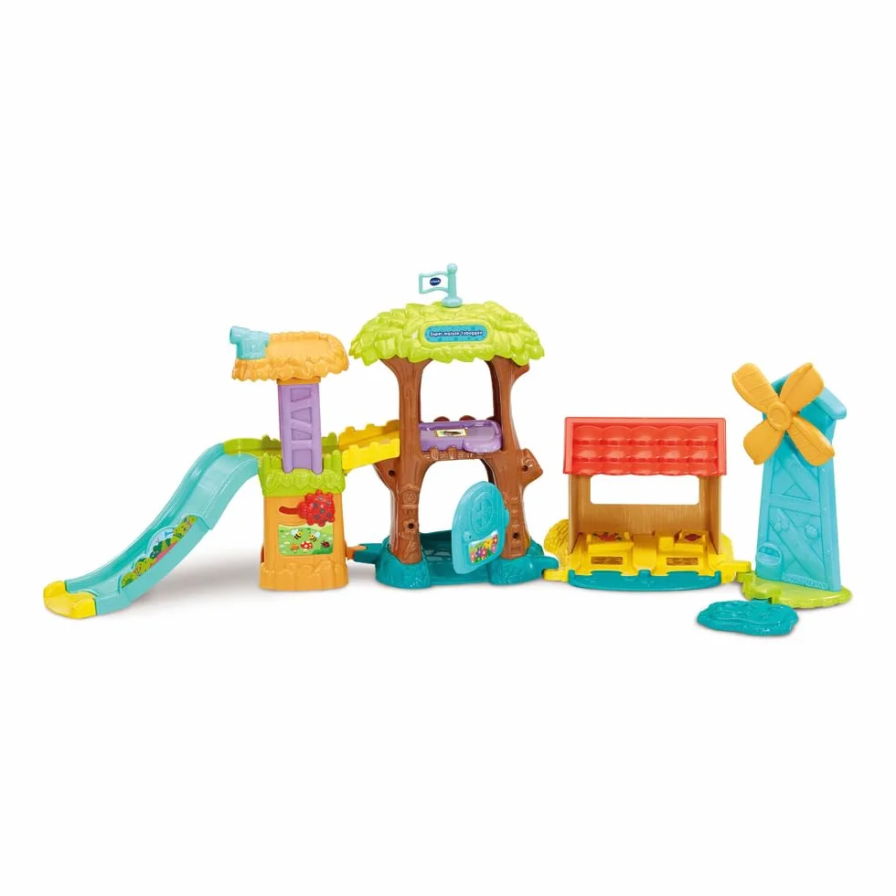 VTech Tut Tut Animo Bisous Super Maison Toboggan Ferme Jouet Enfant avec Violette Vache Pipelette Jouet Musical Sonore Cadeau 1 à 5 Ans Français