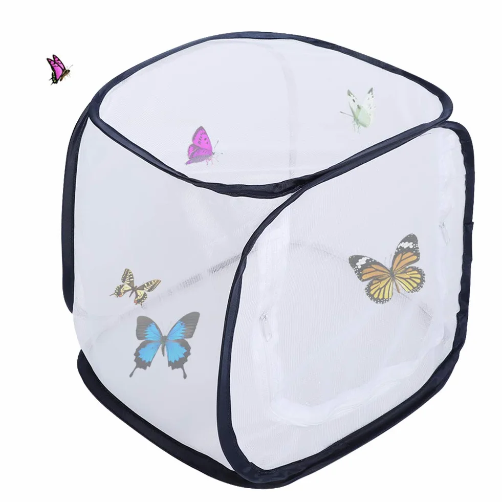 Alvinlite Filet à Insectes Pliable, Cage à Papillons 11,8" x 11,8" x 11,8", 5 Panneaux en Maille