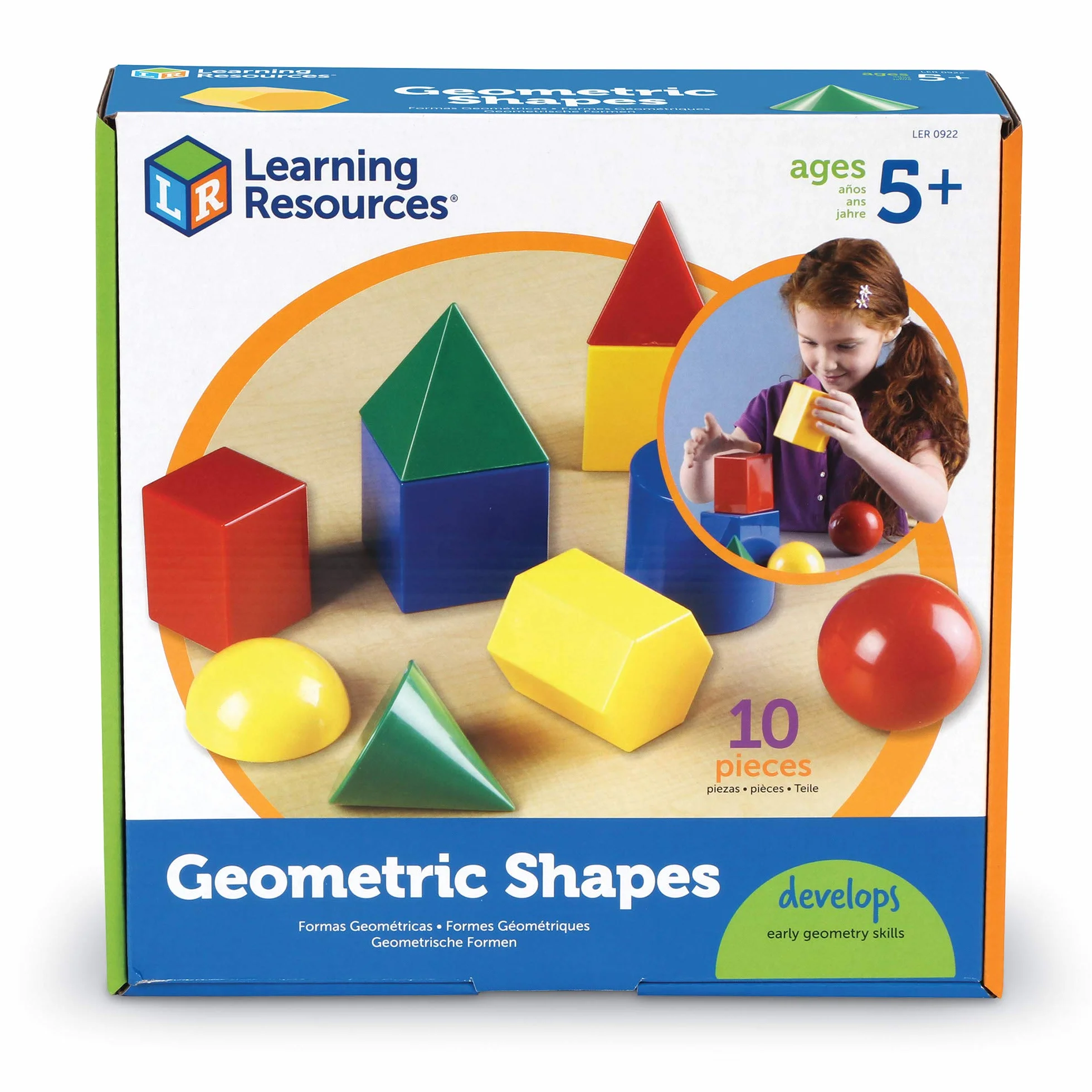 Learning Resources Solides Géométriques 3D Géants, Coffret 10 Pièces, Jouet STEM Enfants Multicolore