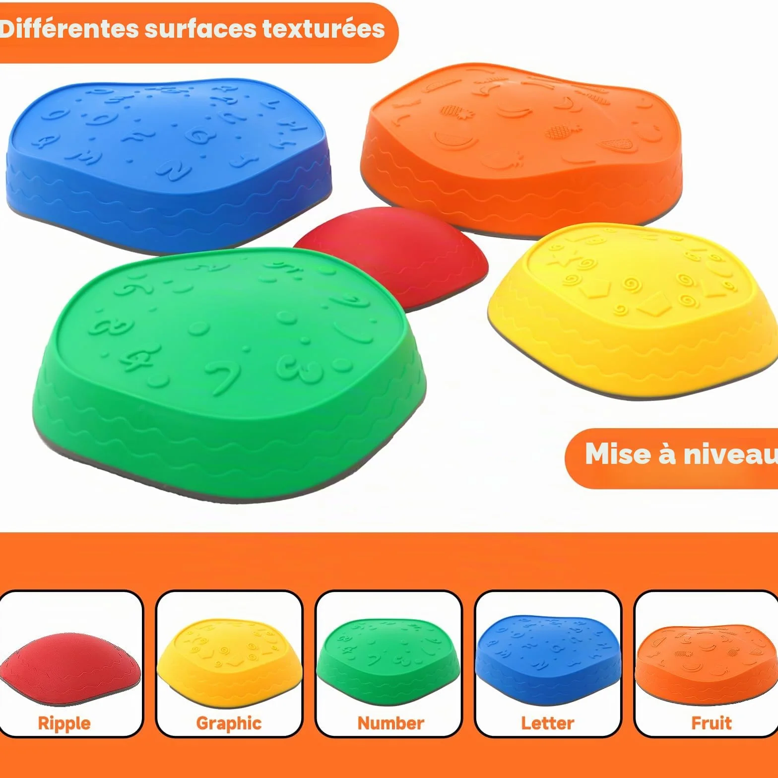 Pierre d'équilibre pour Enfants, 5 Pierres de Motricité, Parcours Motricité, Antidérapant Dalles Sensorielles Intérieur & Extérieur