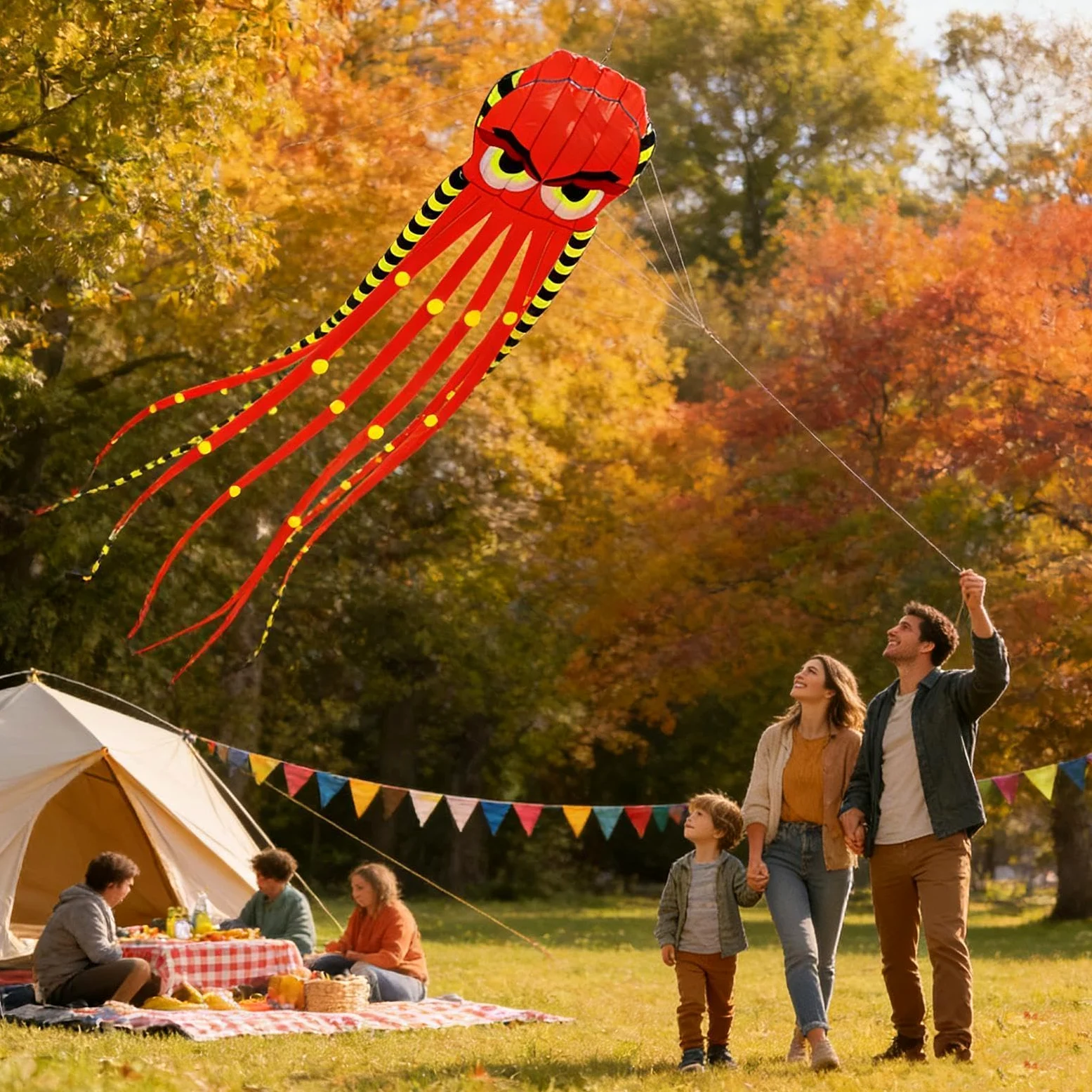 Cerf-volant pieuvre – Grand jouet d'extérieur de 7,9 m | Cerf-volant géant pieuvre de 7,9 m | Cerf-volant de plage pour adultes | Pour famille, vacances d'été, anniversaire, fête en plein air, jardin