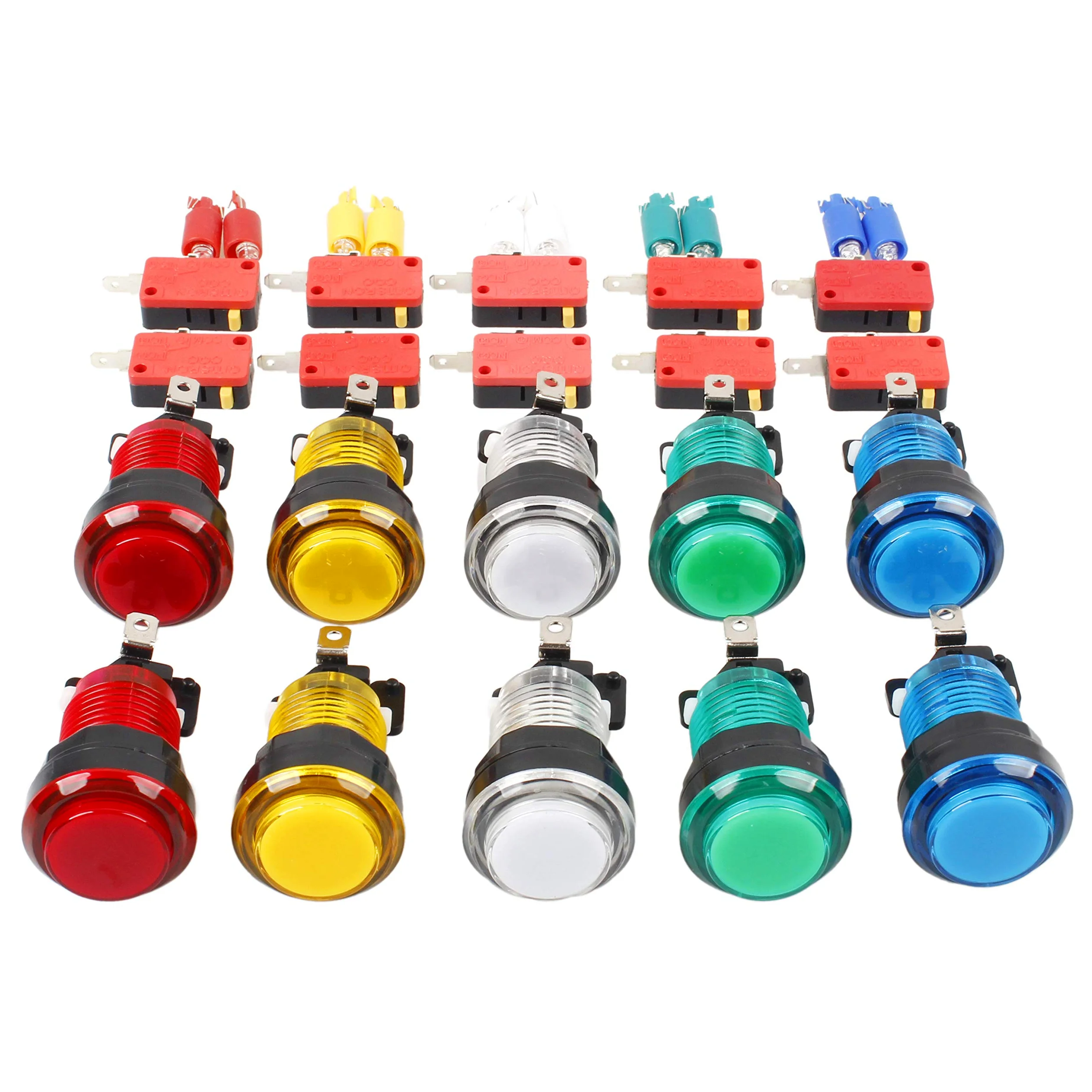 EG STARTS Lot de 10 boutons poussoirs d'arcade 12 V avec micro interrupteur pour jeux Jamma Mame Multicade 5 couleurs au choix