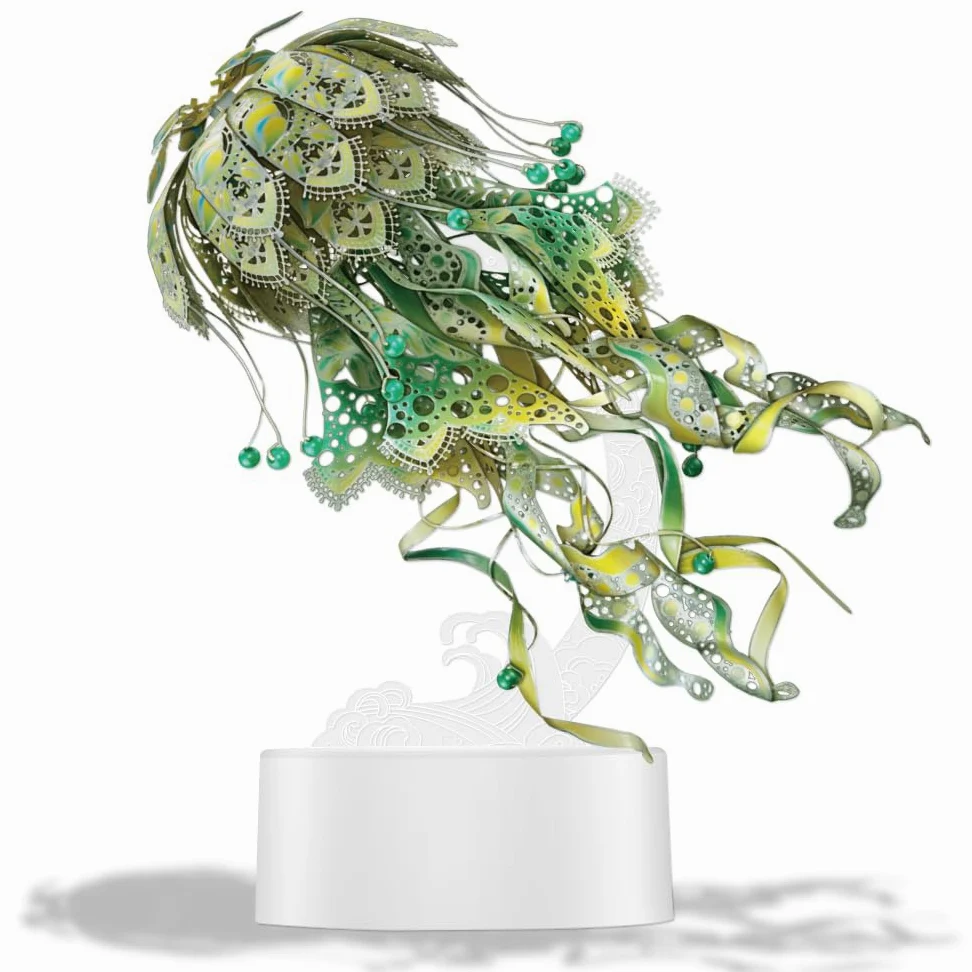 Piececool Casse-tête 3D en métal vert cristal - Modèle en métal - Cadeau de Noël ou de Nouvel An