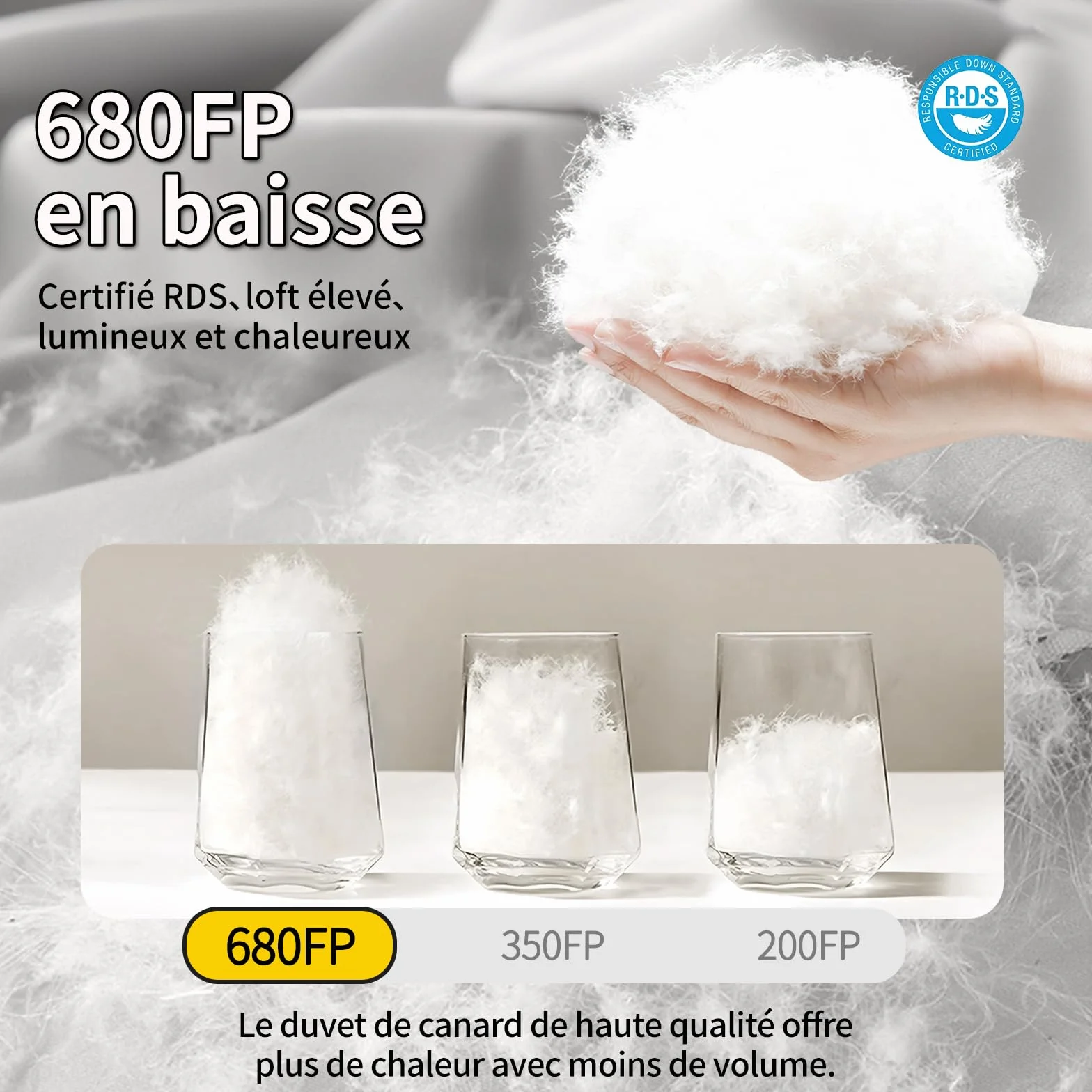 Sac de Couchage d'hiver en Duvet 680 FP, Ultra-léger pour Adultes et Adolescents, Camping