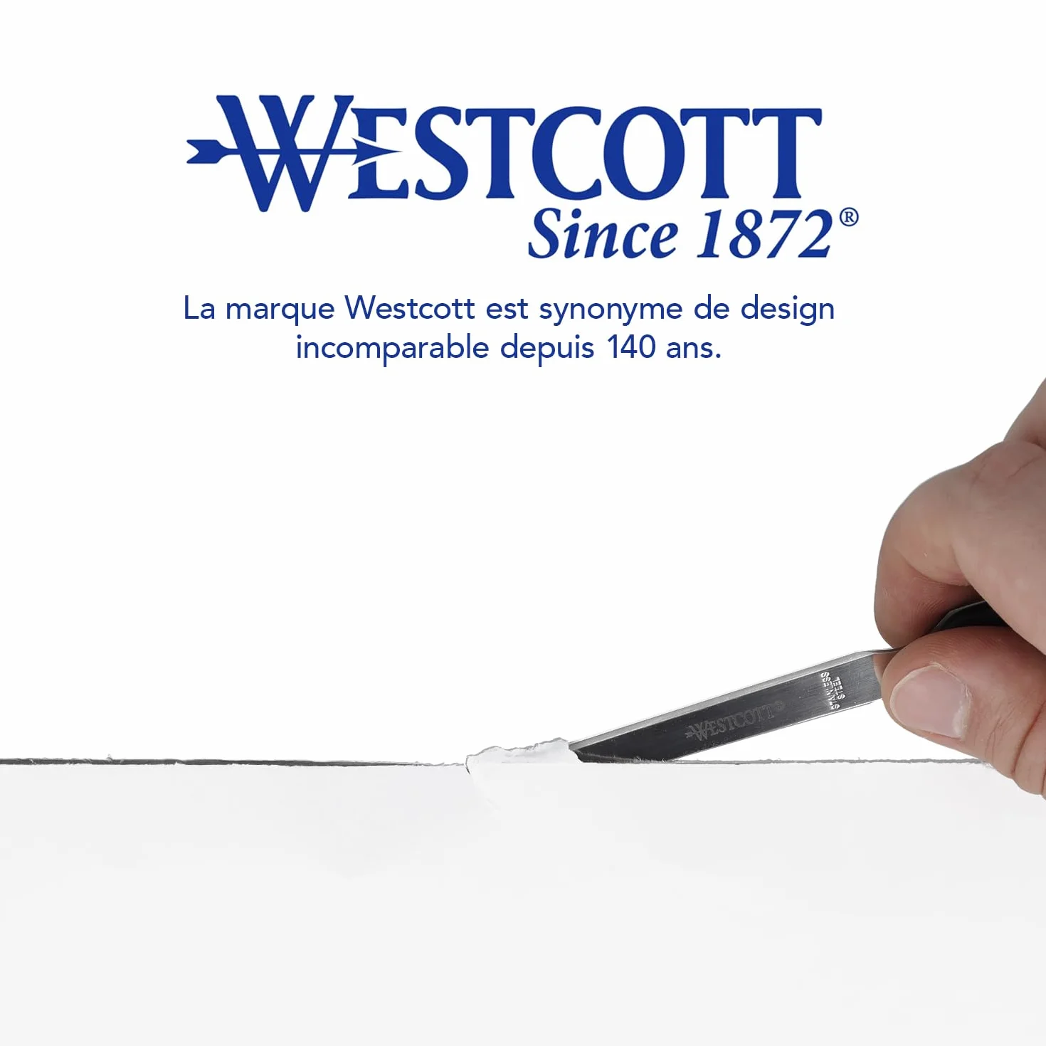 Westcott Coupe-papier avec lame en acier inoxydable, manche ergonomique en plastique noir