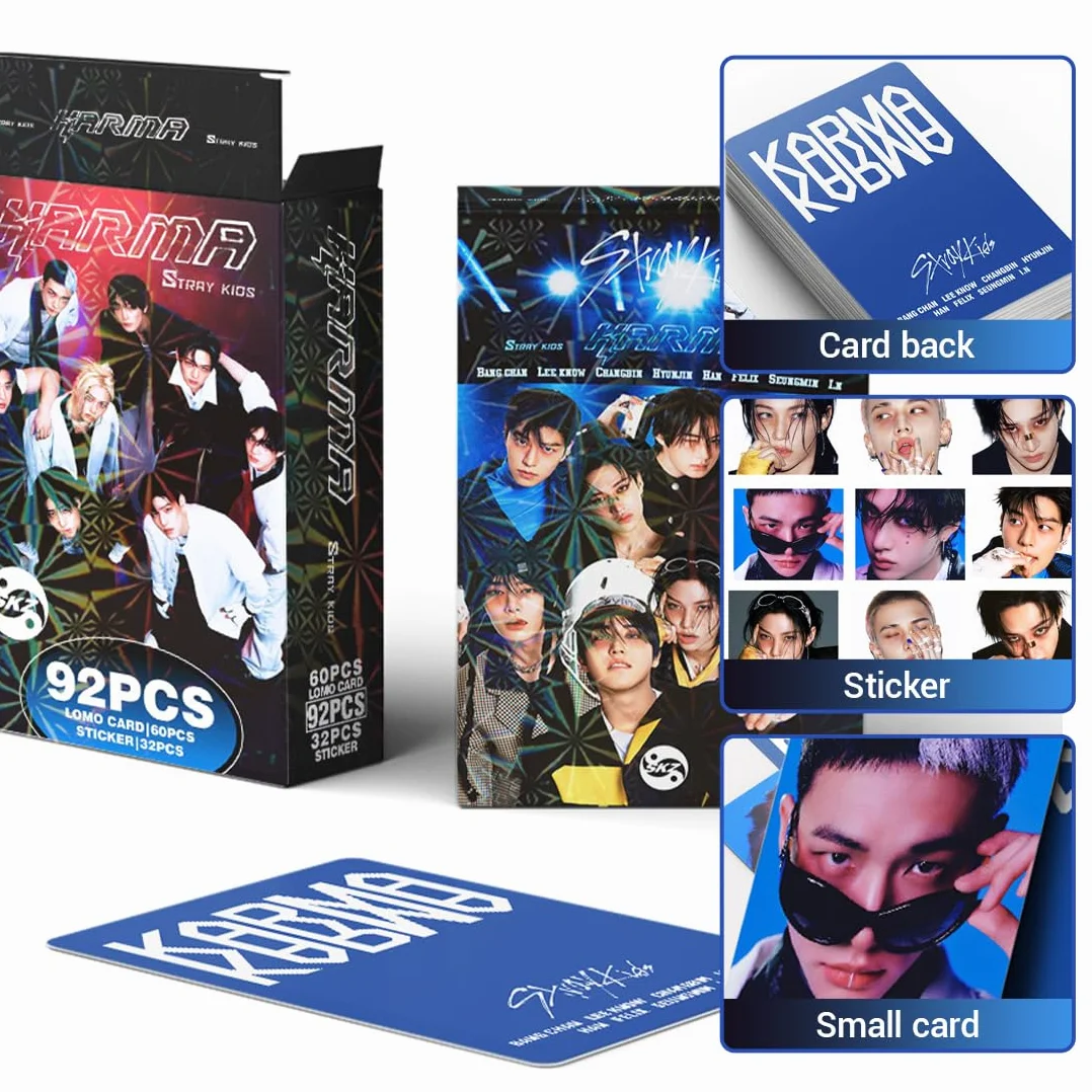 Stray Kids Karma Lot de 60 Photocards Lomo 32 Autocollants SKZ