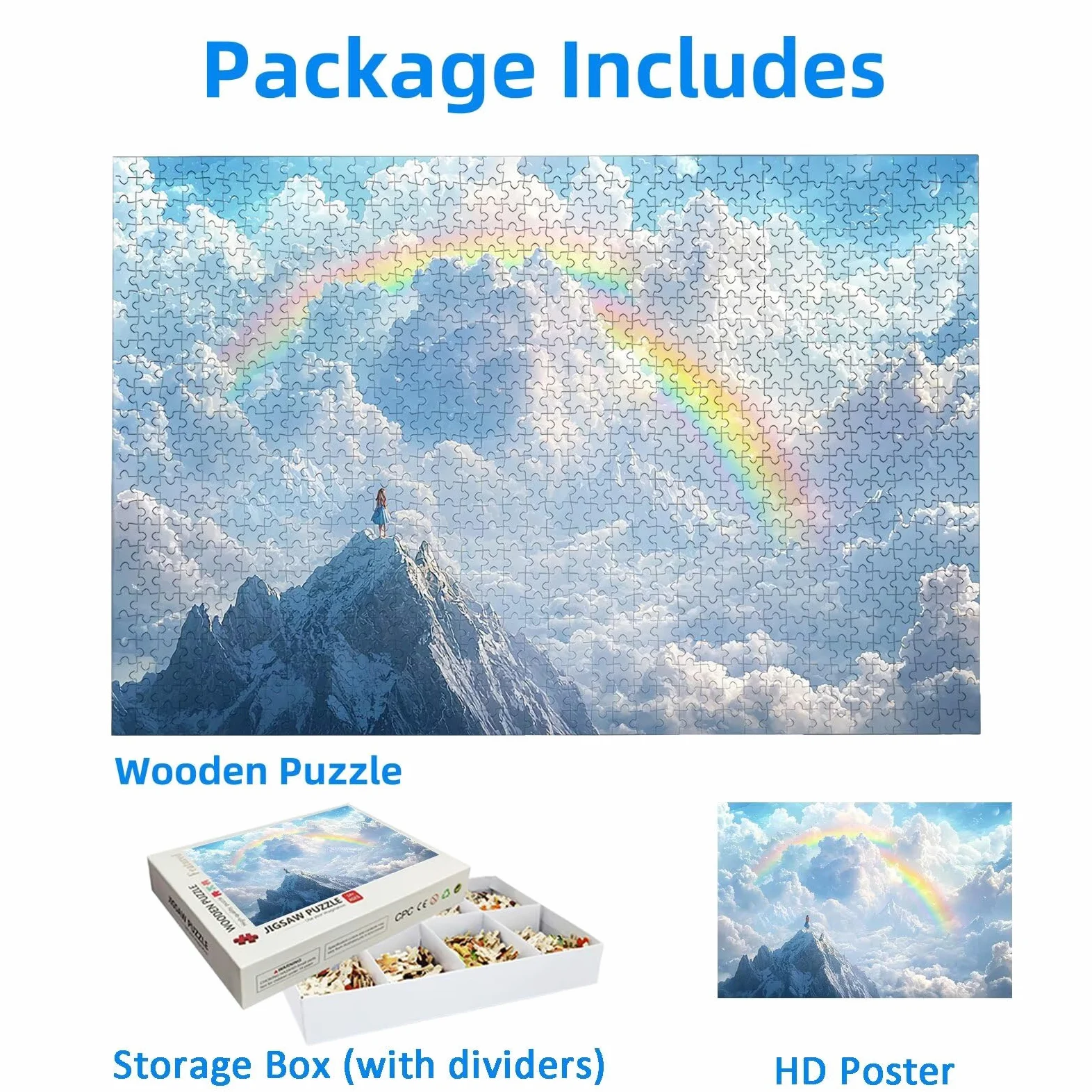 Puzzle Arc-en-Ciel 4000 Pièces Adultes, Puzzle 4000 Pièces pour Adultes et Enfants à Partir de 14 Ans, Nuage Puzzles Bois de Qualité Supérieure avec Une Boîte d'emballage Exquise, Cadeau Femme, -3247