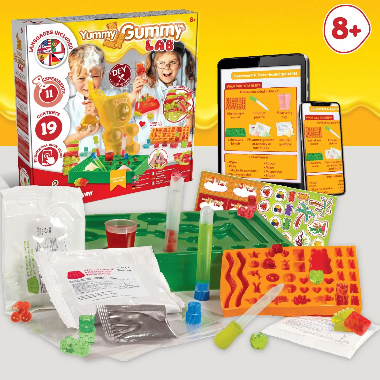 Science4you Atelier des Bonbons Gélifiés pour Enfants - Fabrication de Bonbons Gélifiés en 19 Formes, Boîte Cadeau Sucrée 7+