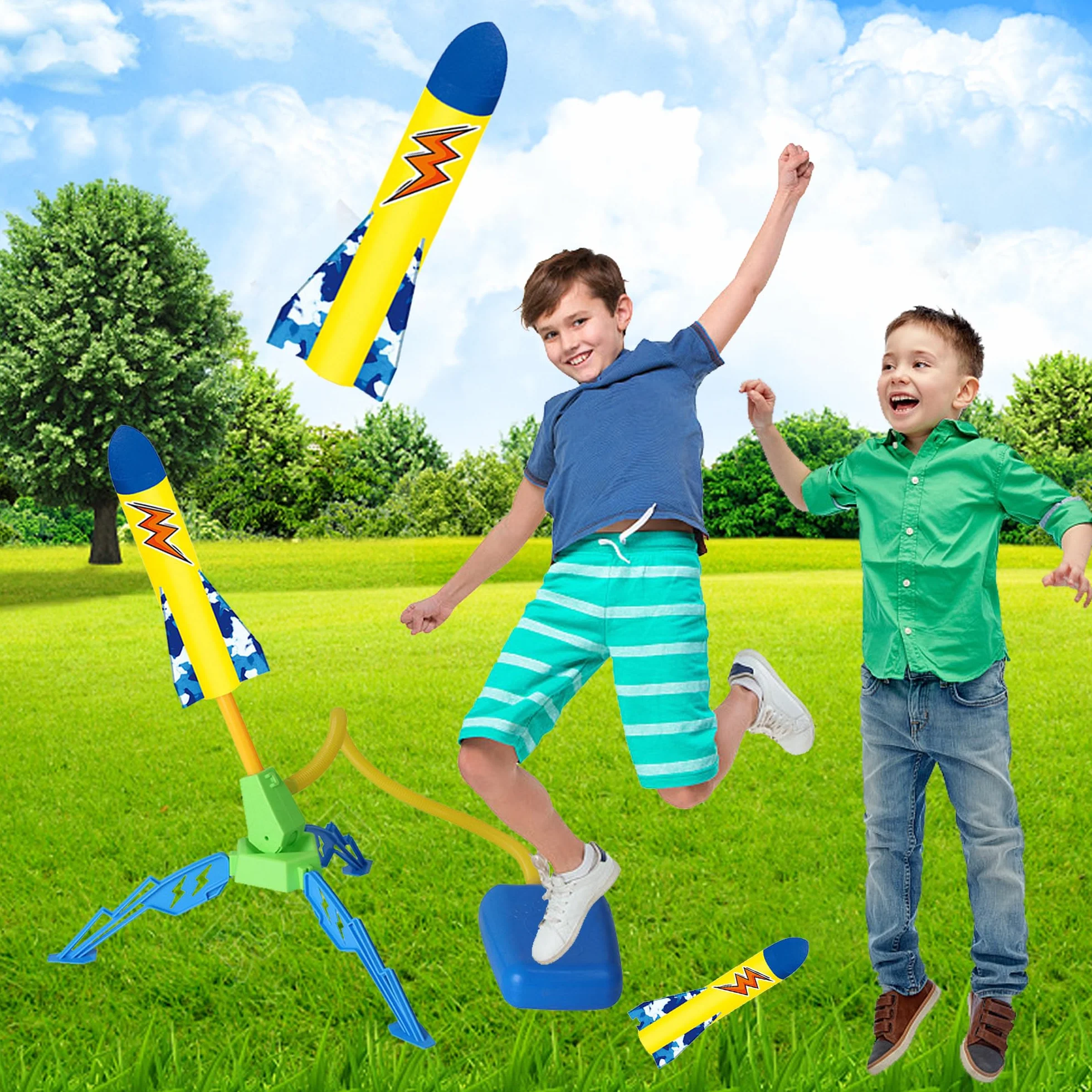 Lanceur de Fusée à Pédale pour Enfant 3-9 Ans, Jeux Extérieur, Cadeau Anniversaire Noël