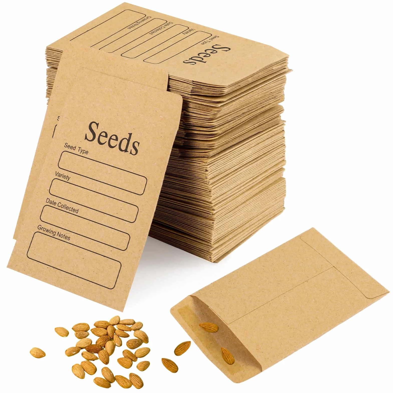 FRIUSATE Lot de 200 enveloppes de semences autocollantes en papier kraft marron 6 x 8 cm