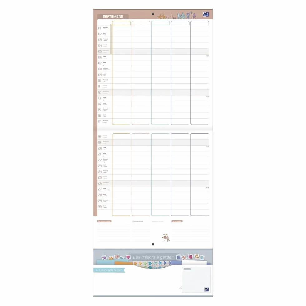 Calendrier Oxford Famille Scolaire 16 Mois 30x30cm 2025-2026 Bleu