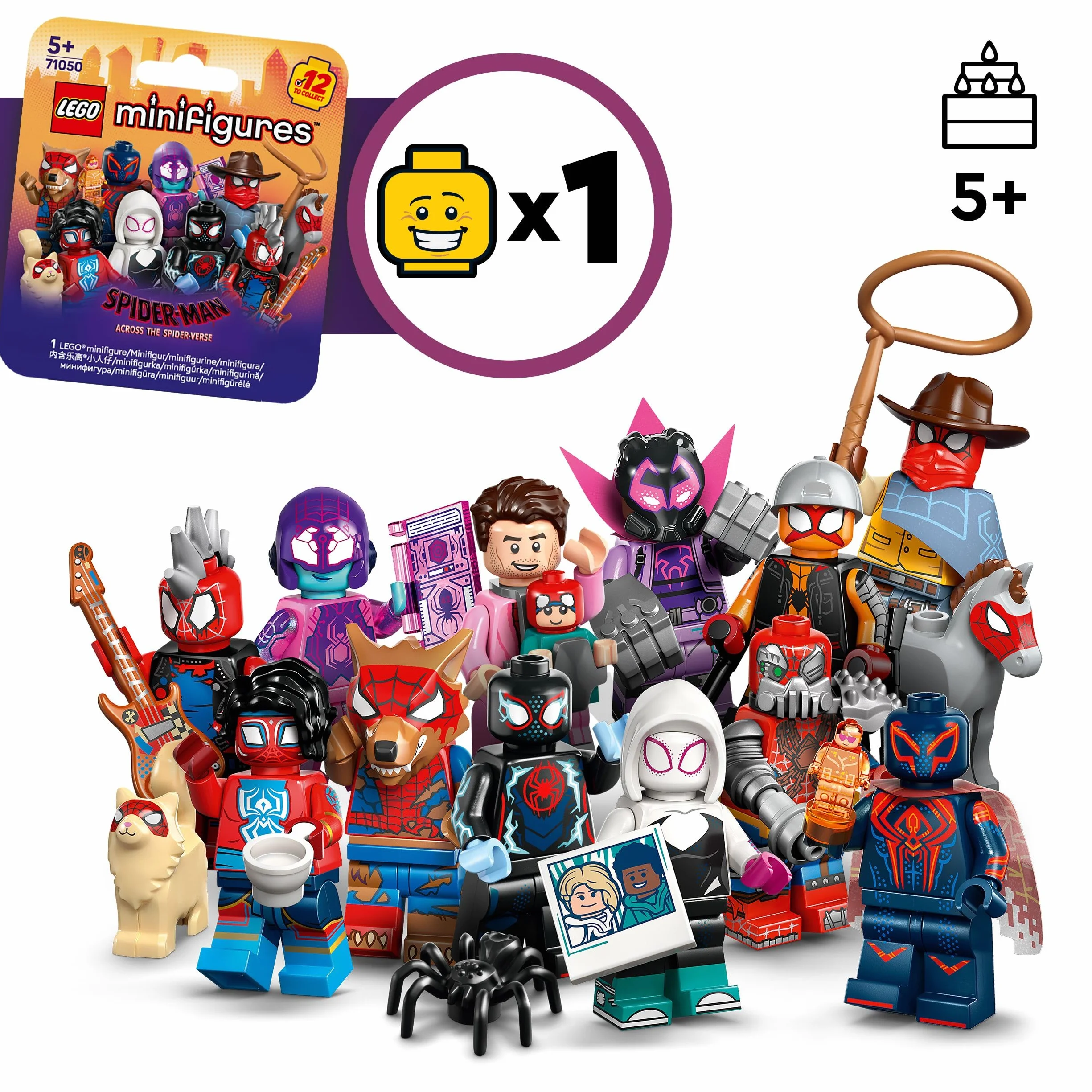 LEGO Minifigures Spider-Man: Across The Spider-Verse 71050 Boîte Mystère – 1 des 12 Jouets de Collection pour Enfant dès 5 Ans