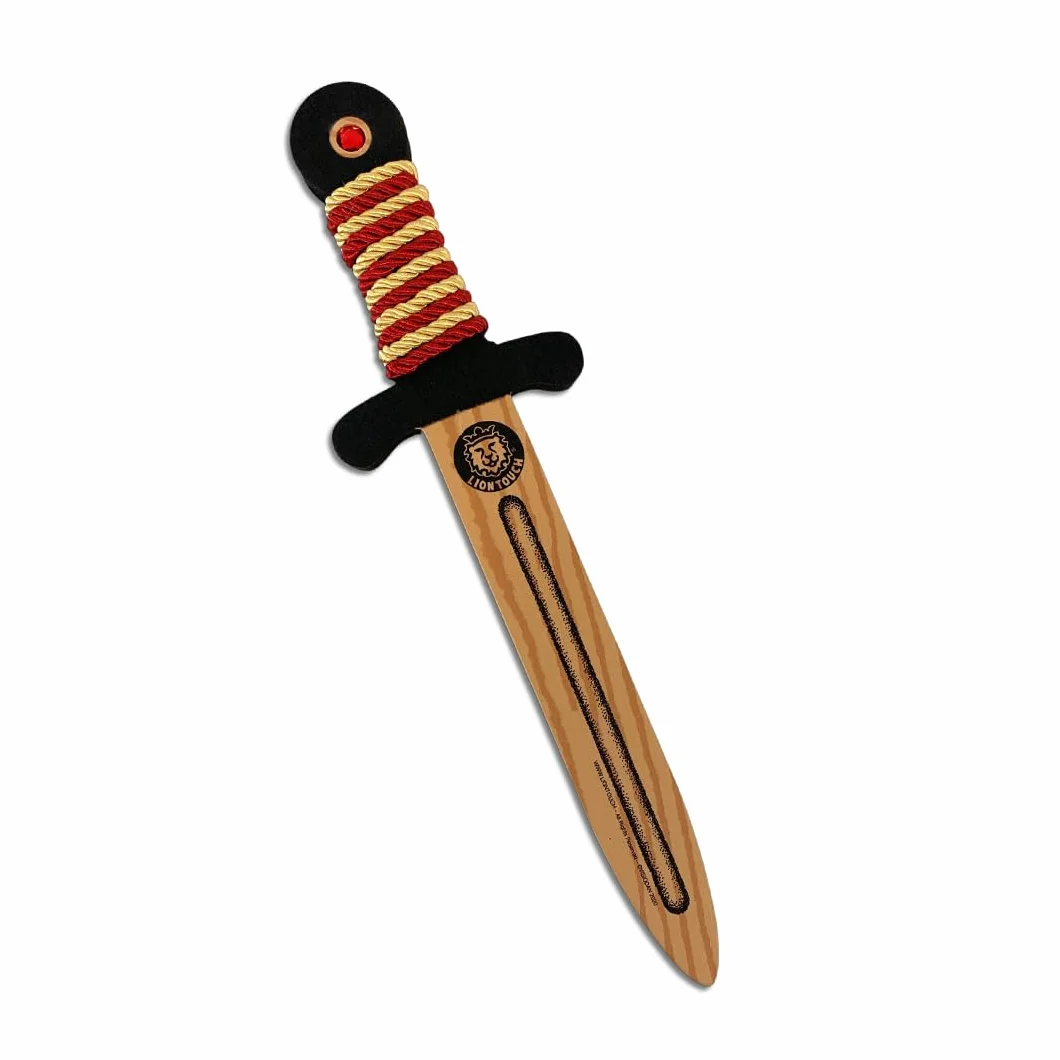 Liontouch Épée WoodyLion Or/Rouge Petite Taille 3-6 Ans Poignard en Mousse pour Enfants