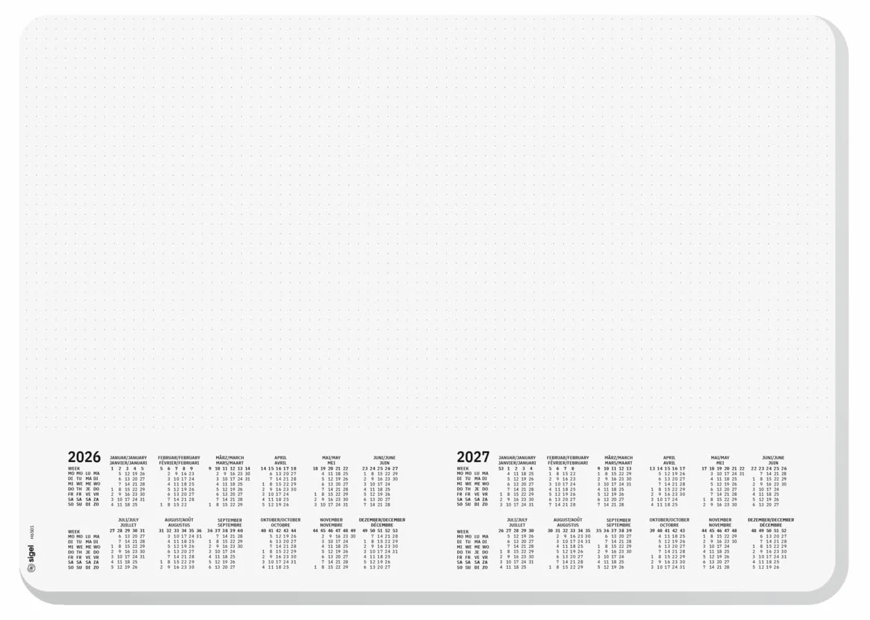 SIGEL H6501 Sous-main en papier A3 42x29.7 cm blanc et noir 30 feuilles calendriers semainier design dotted