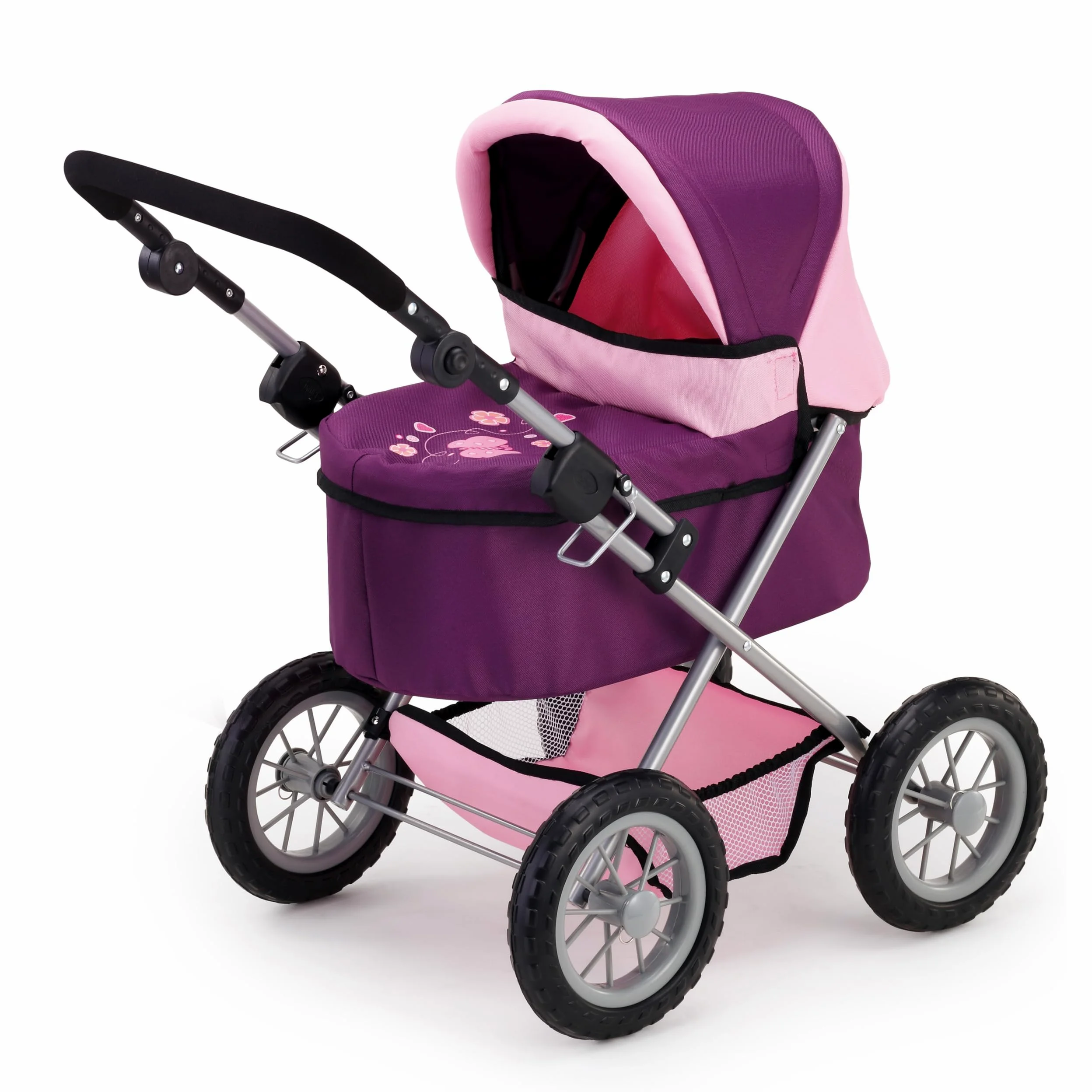 Bayer Design 13057AB Poussette Landau pour poupée Trendy avec lit, Landau réglable, Pliable, Sac à bandoulière, Prune, ‎67 x 41 x 68 cm | poignée réglable en hauteur, pliable, grandes roues, lit de poupée pour encore plus de jeux de rôle, à partir de 3 an