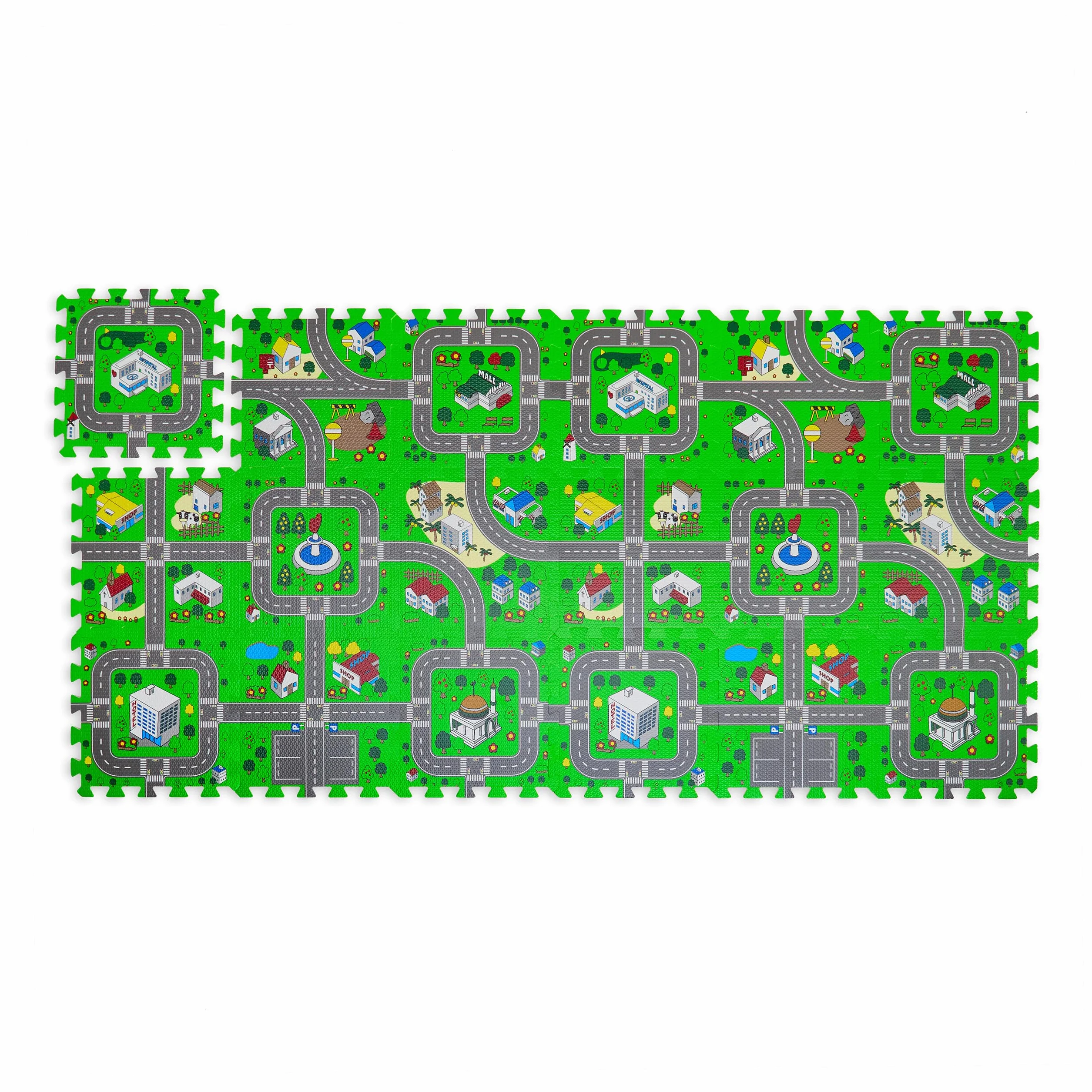 Relaxdays Tapis de Jeu Circuit 18 Pièces Mousse EVA 178,5 x 90 cm Multicolore