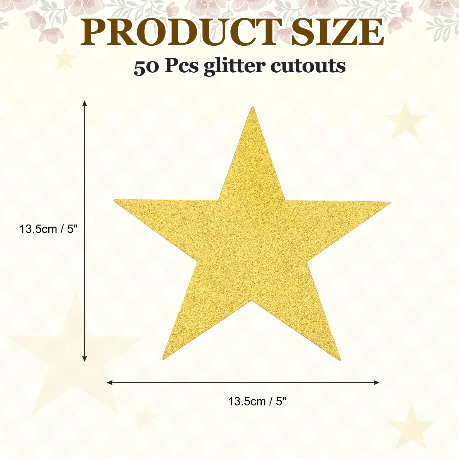 QUARKZMAN 50 Pcs Confettis Étoiles Pailletées 5 Pouces Décoration de Fête Doré