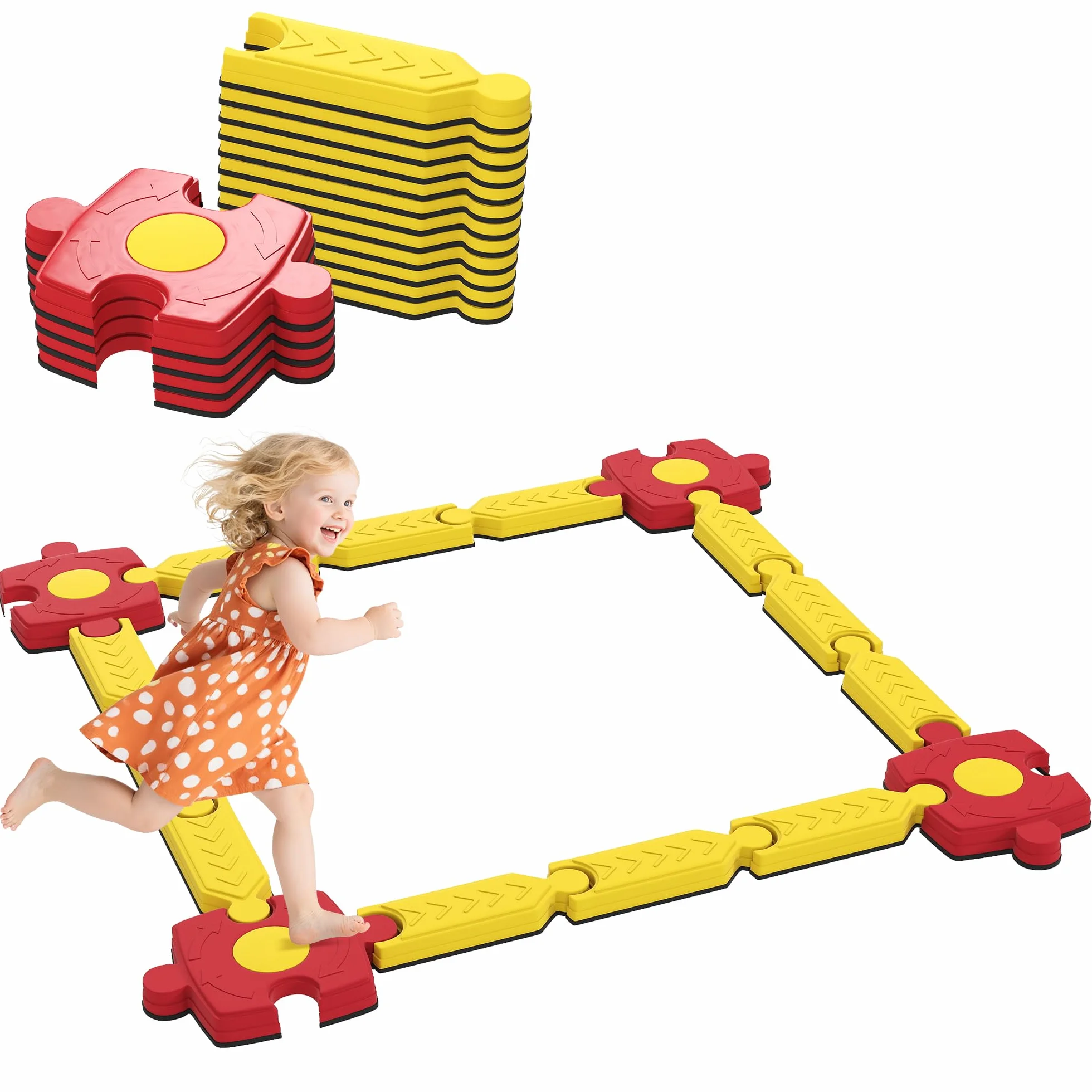AIYAPLAY Poutre d'équilibre enfants 4 pierres équilibre jouet sensoriel coordination stabilité planche intérieur extérieur 3-8 ans