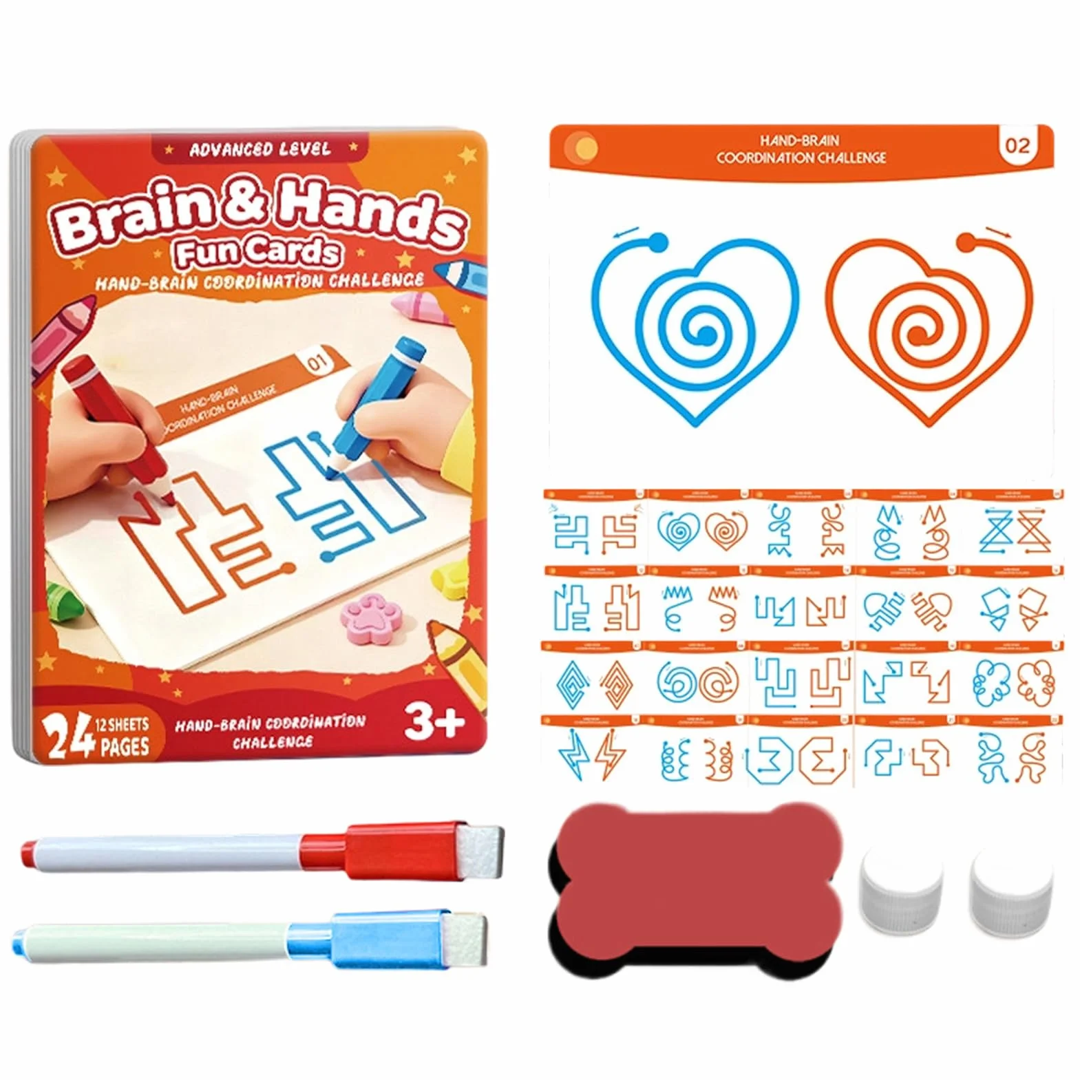 Cartes de Développement Cérébral 20 Cartes Coordination Main-Cerveau Éducatifs Logiques