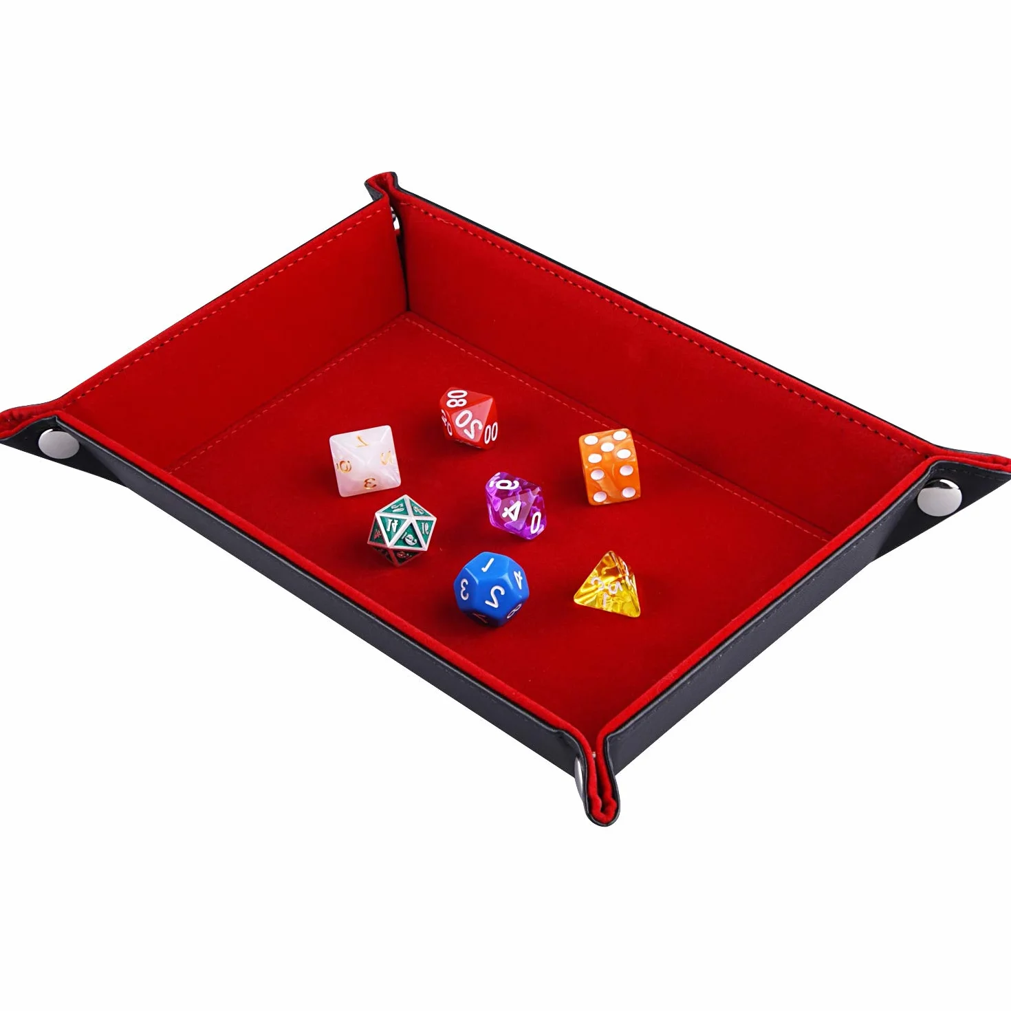 SIQUK Plateau à dés Double Face Pliant Cuir PU Velours Bordeaux pour D&D Jeux de Table