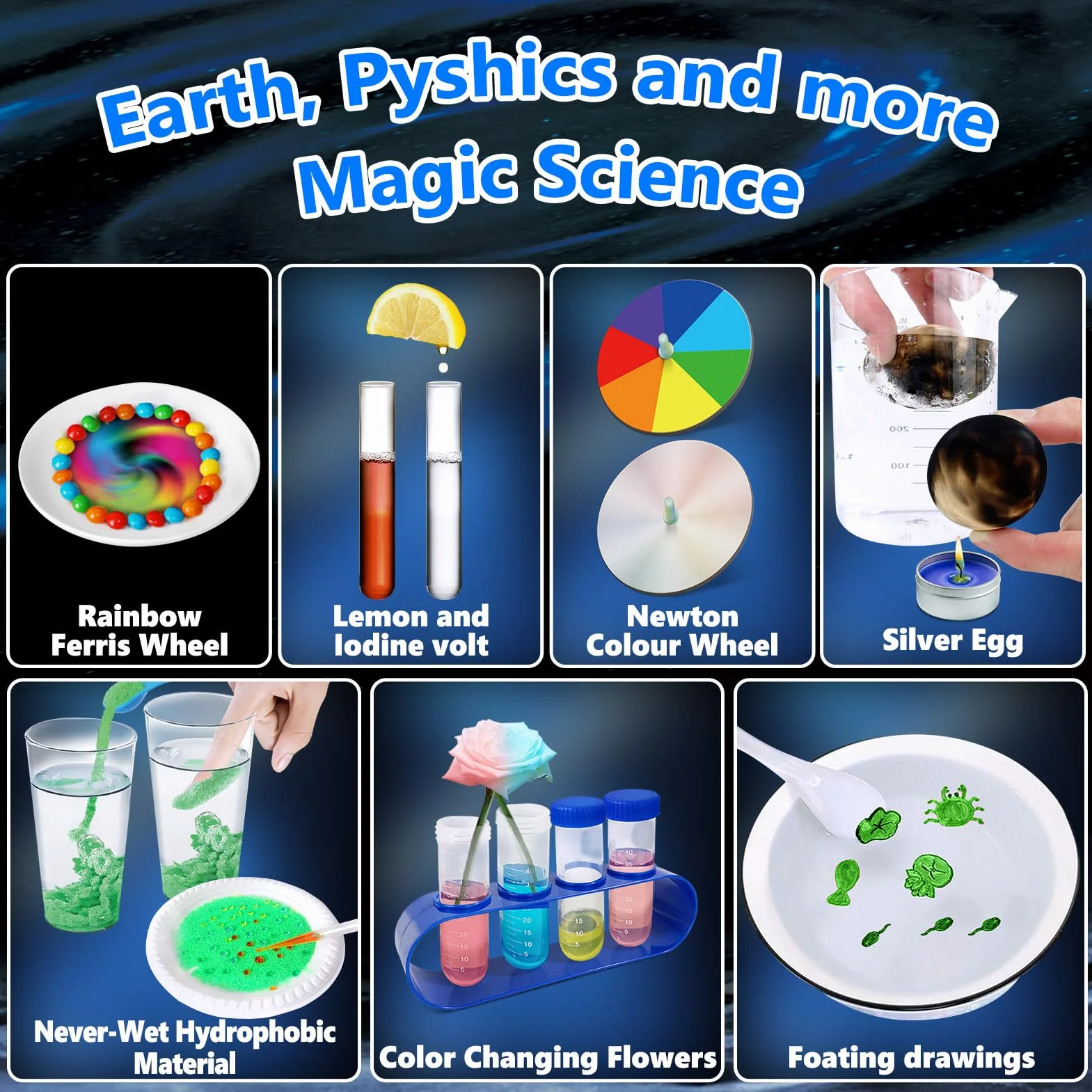 UNGLINGA 250+ Expériences Scientifique pour Enfants, STEM Science Laboratoire Chimie Volcans