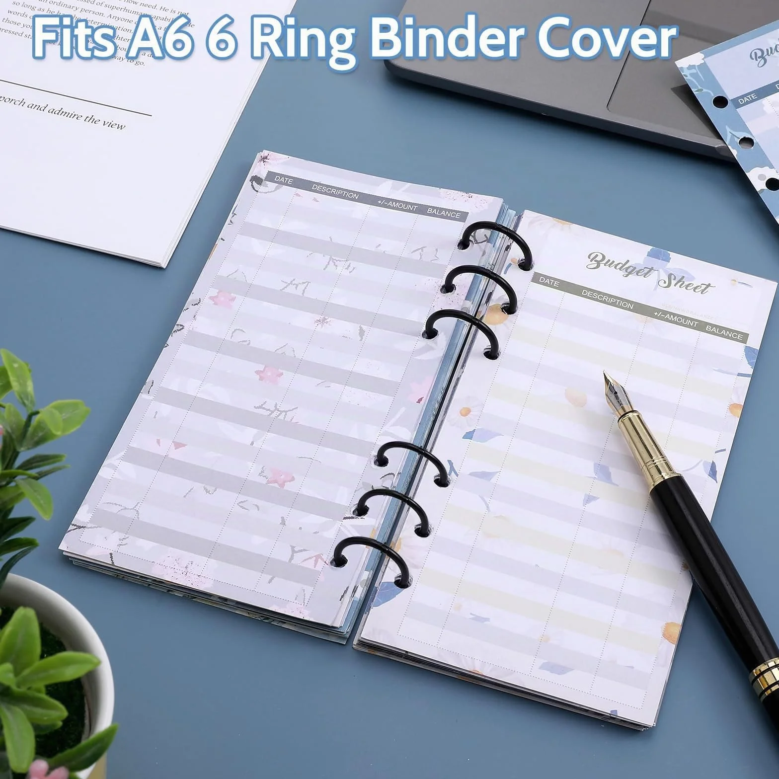 Planificateur de Budget A6 72 Feuilles Mensuel Recharges Papier 6 Trous Organisateur