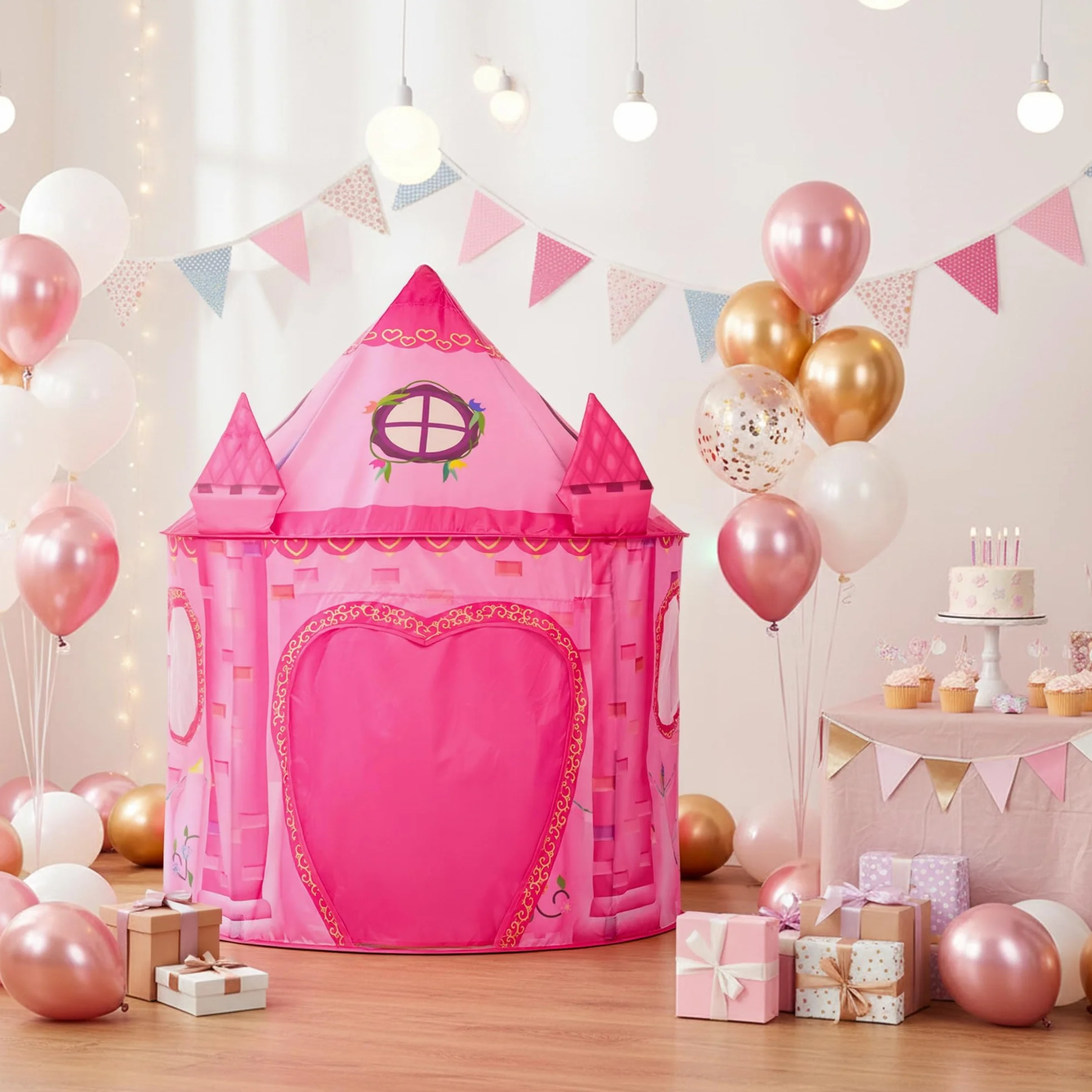 Tente Enfant Rose Château Princesse Maison de Jeu Intérieur Pliable