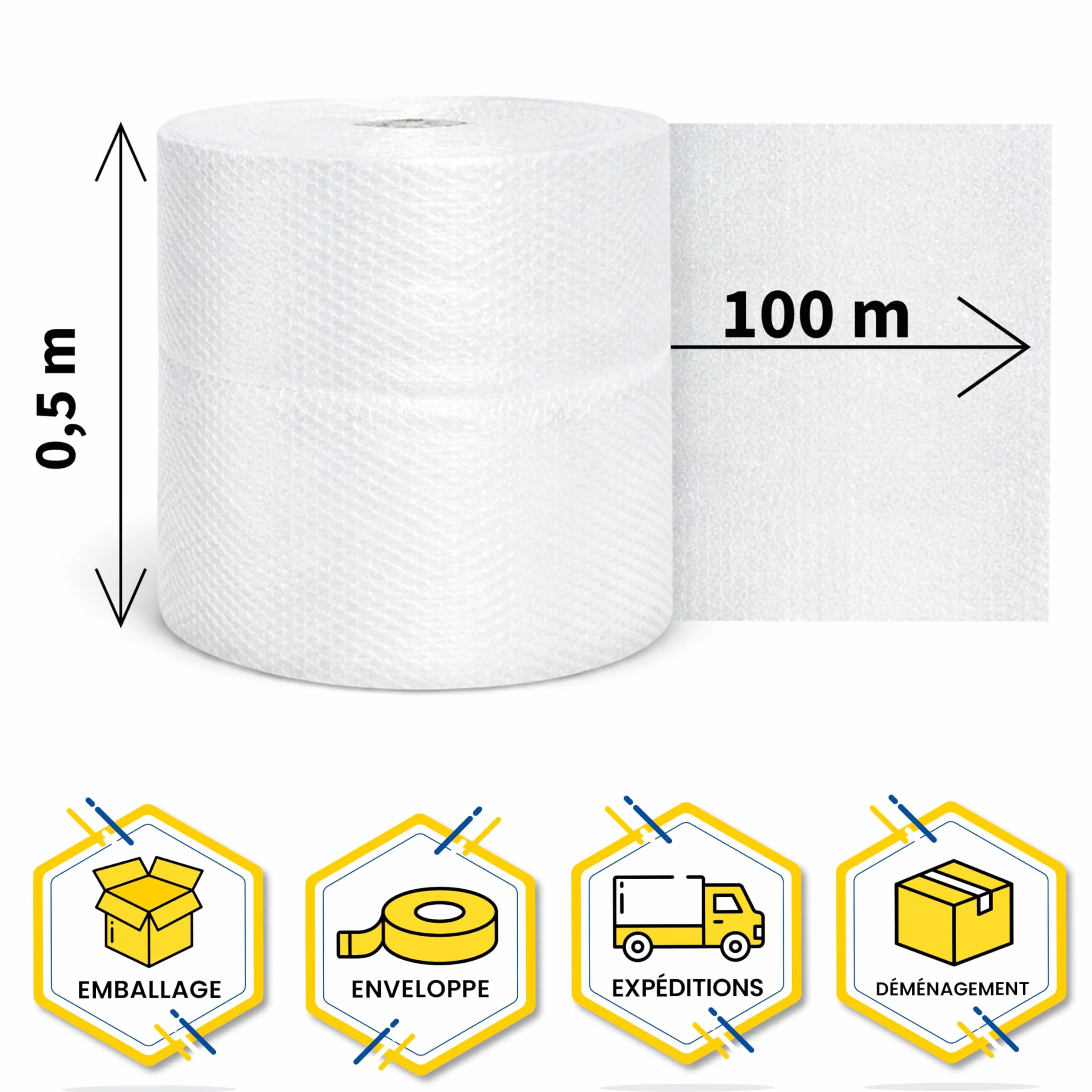 MUNTRADE Rouleau de papier bulle 50 cm x 100 m pour emballage et protection