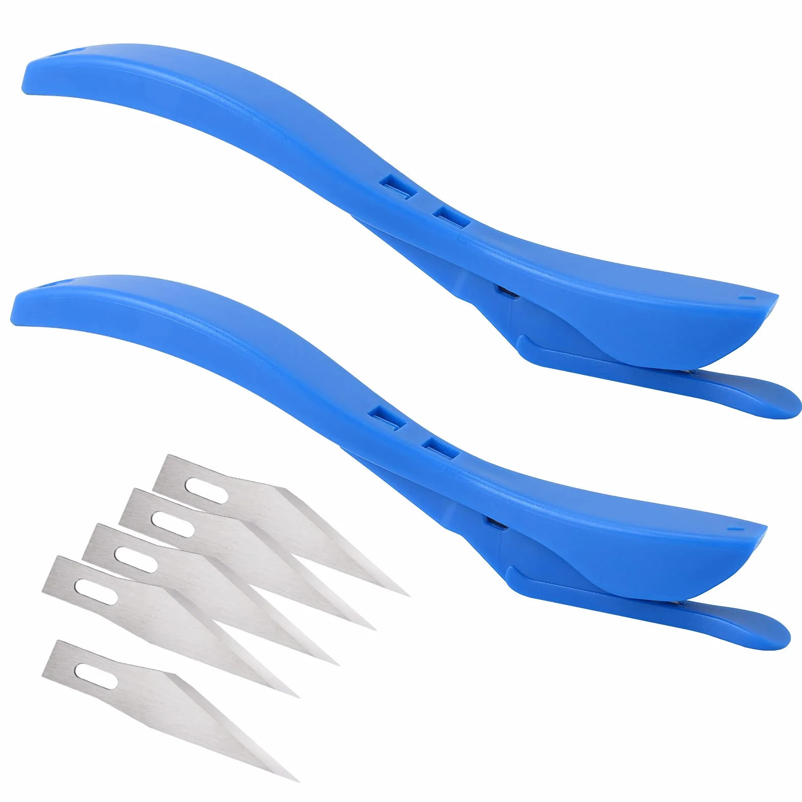 EHDIS Cutter à Papier, Safety Cutter avec 5 Lames, Ouvre-lettre en Plastique Bleu