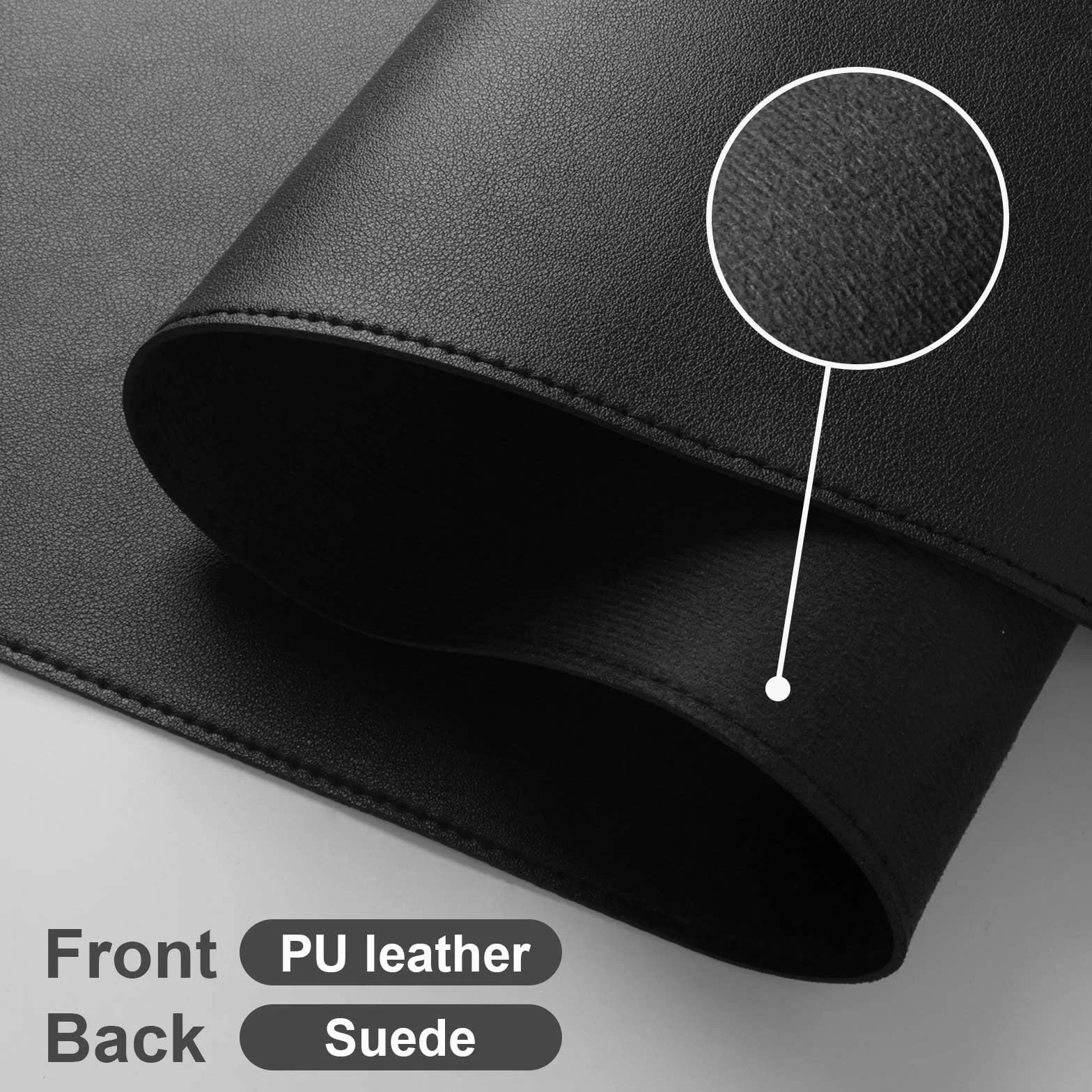 DAWNTREES Protecteur de tapis de bureau en cuir PU 60x35cm Grand coussinet de souris et tapis de clavier noir
