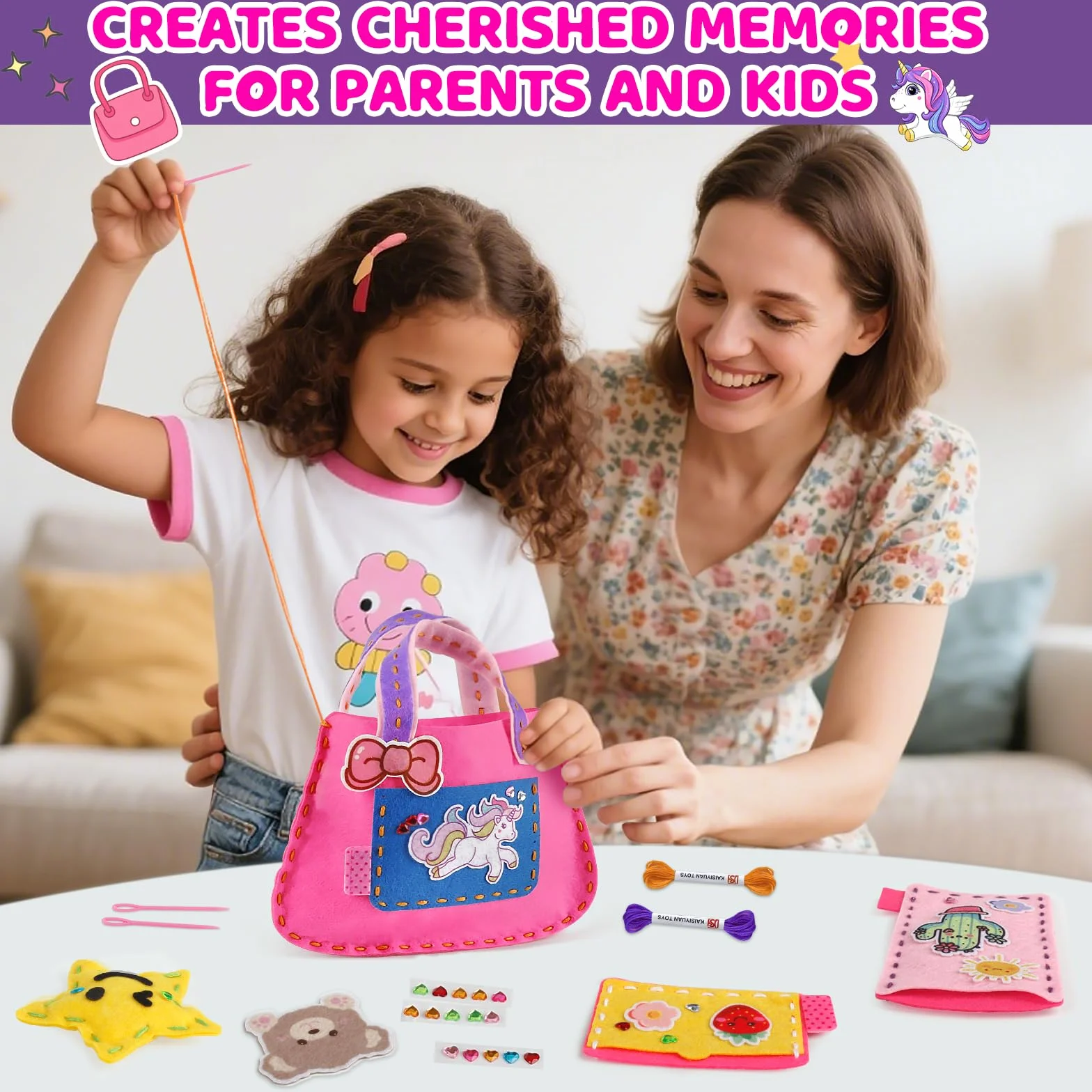 Kit Couture Enfant dès 6 Ans - 10 Projets DIY Animaux en Feutrine, Loisir Créatif Fille